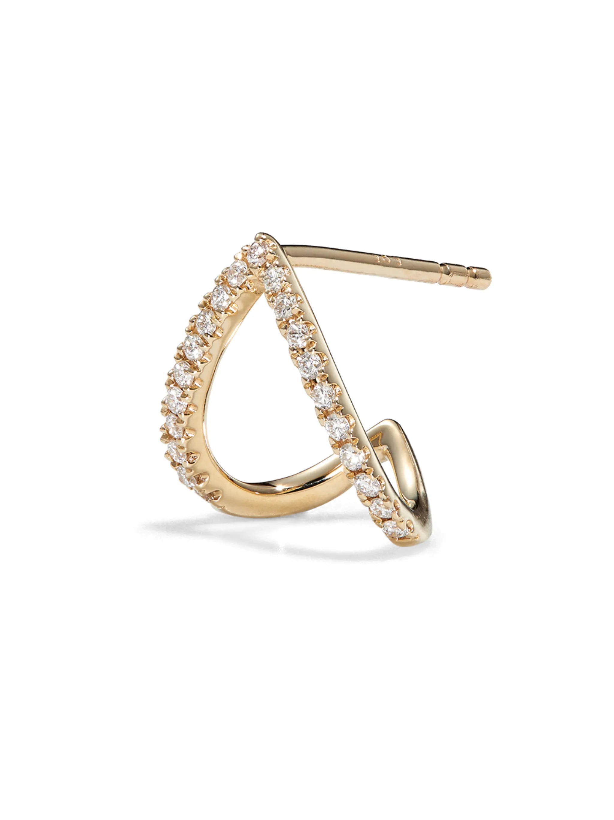 14kt gold Wishbone earring