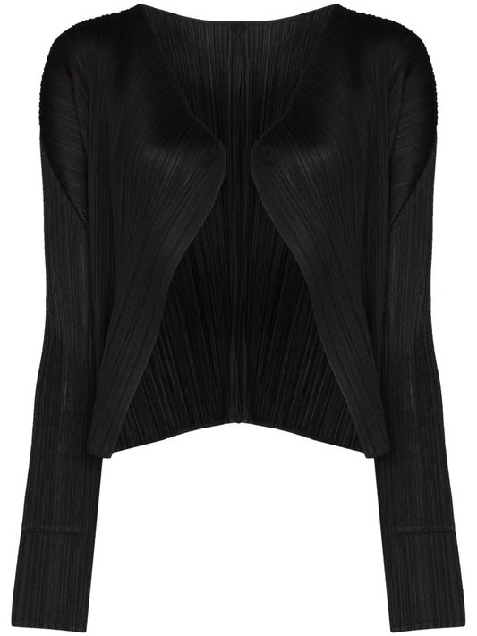 plissé long-sleeve cardigan