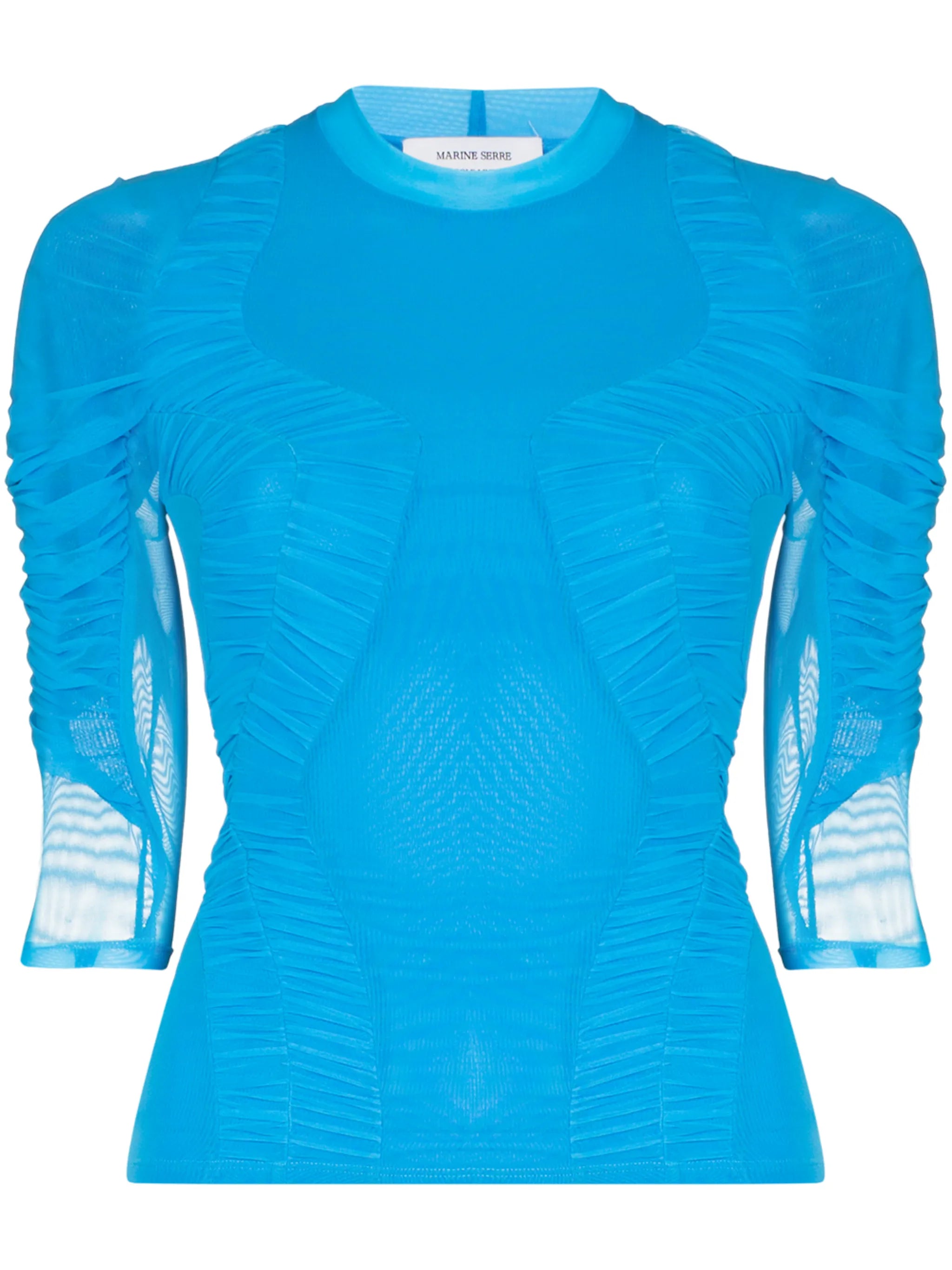Hydrodynamic ruched crew neck top