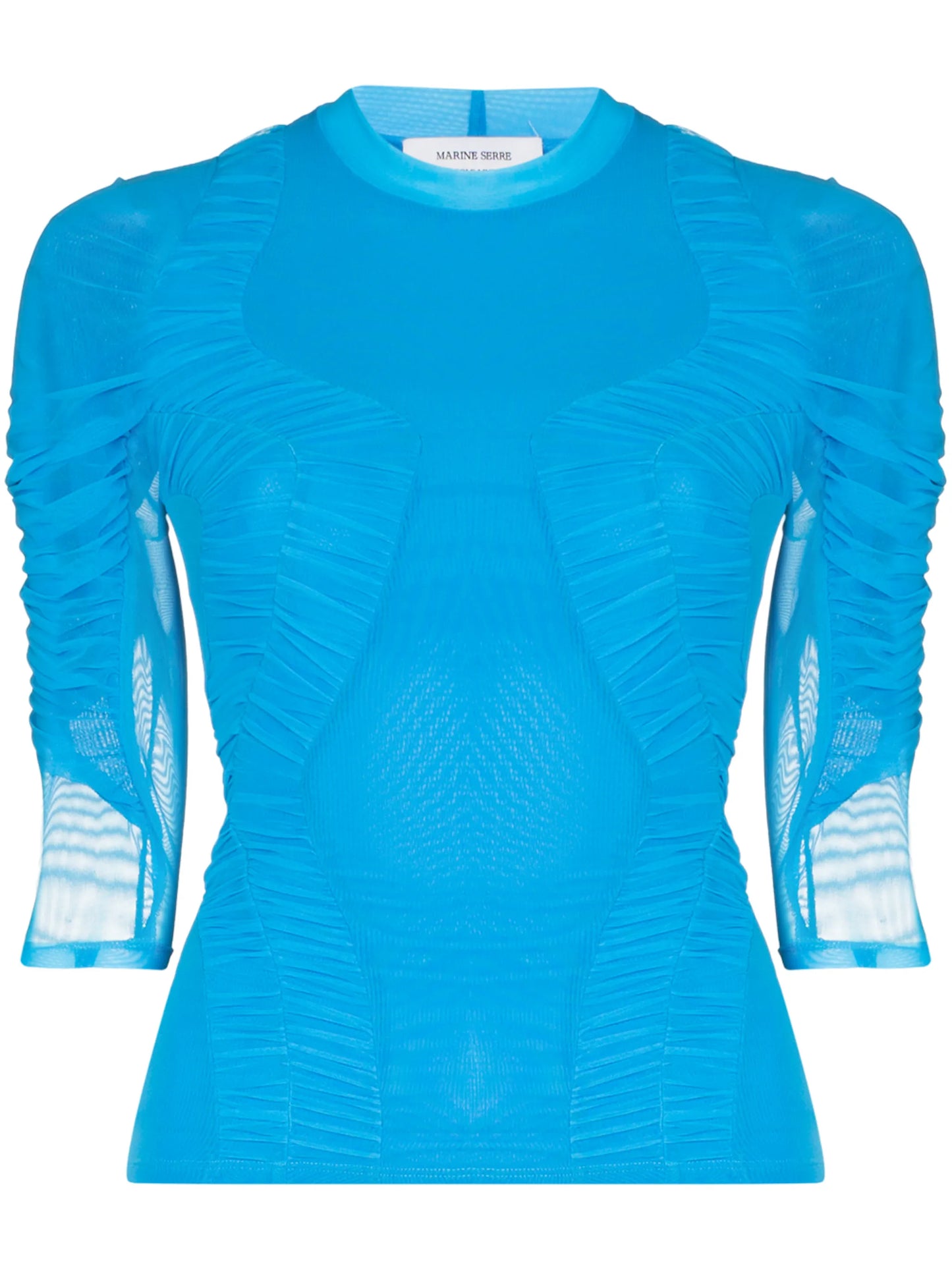 Hydrodynamic ruched crew neck top