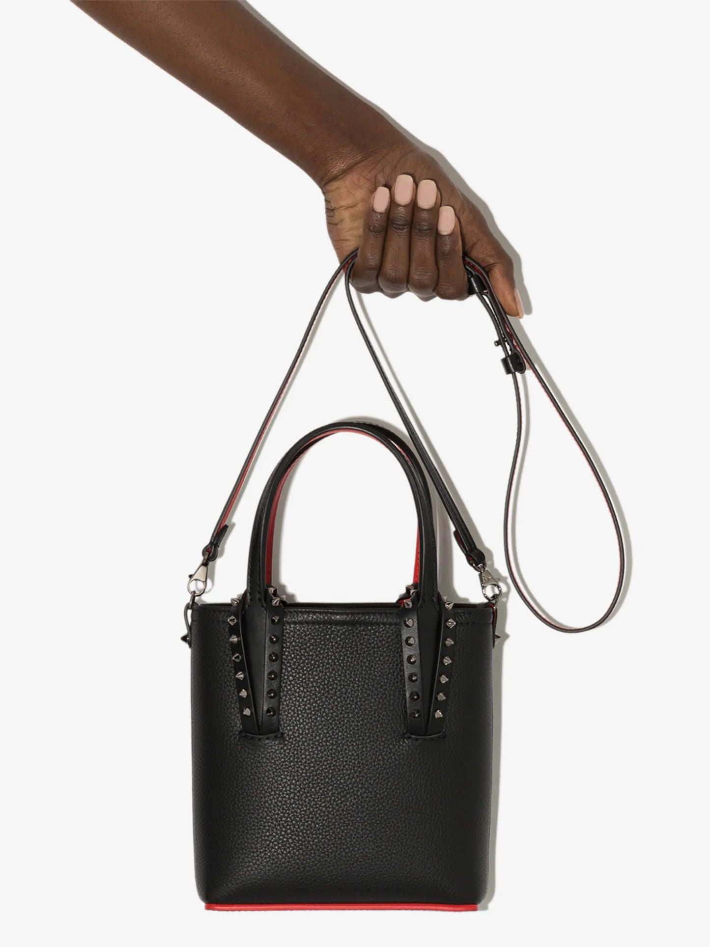 pebbled leather spike mini bag