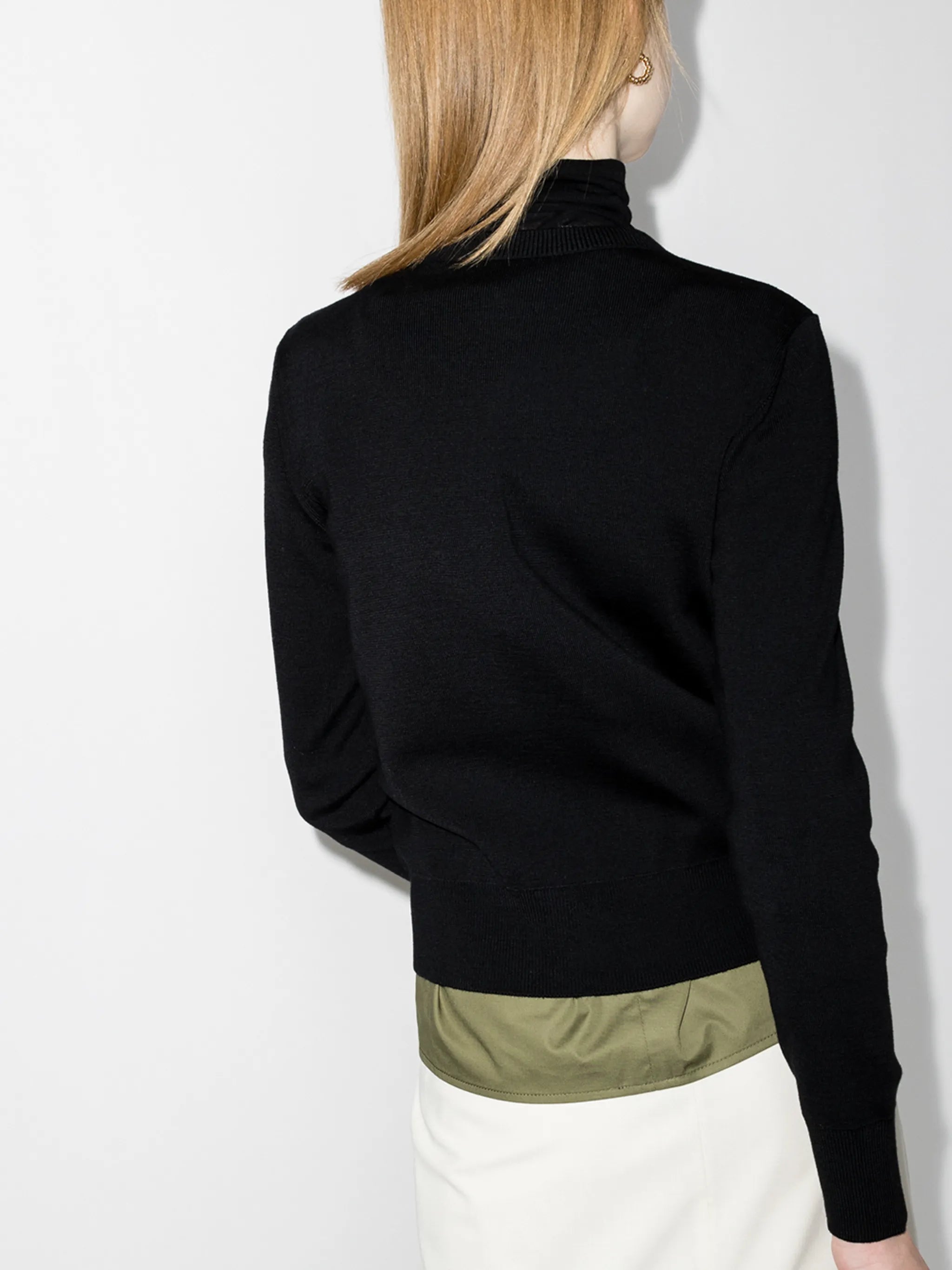 padded wool zip-up cardigan