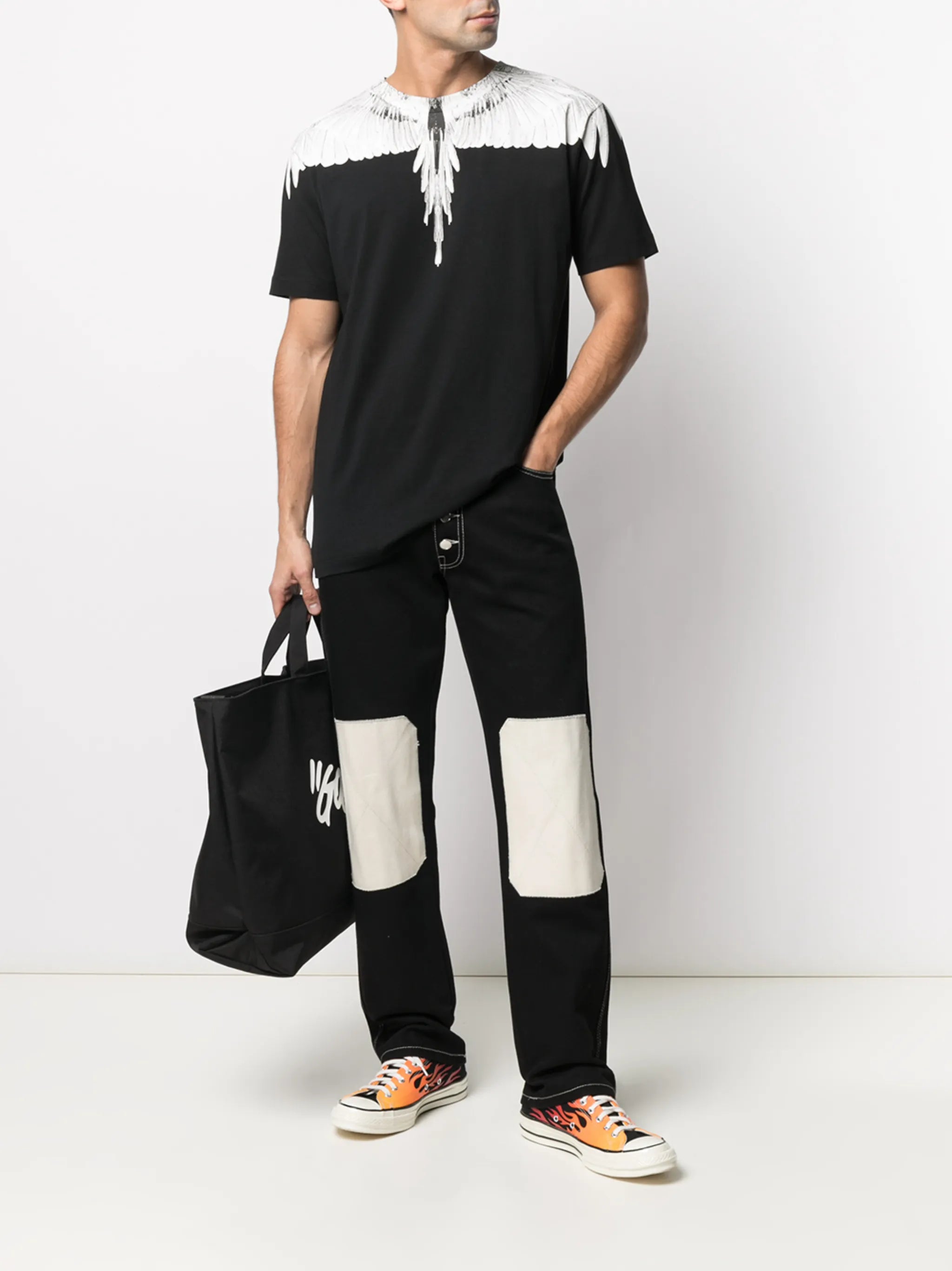Wings-print crew neck T-shirt