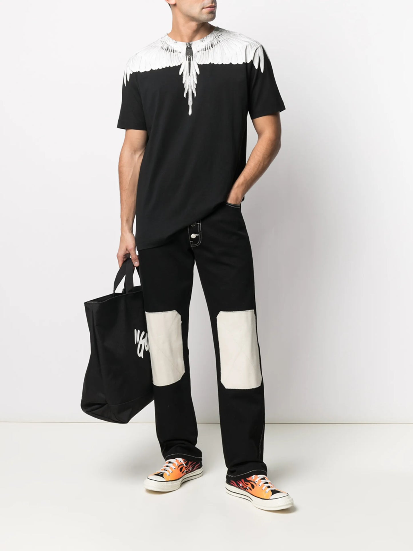 Wings-print crew neck T-shirt