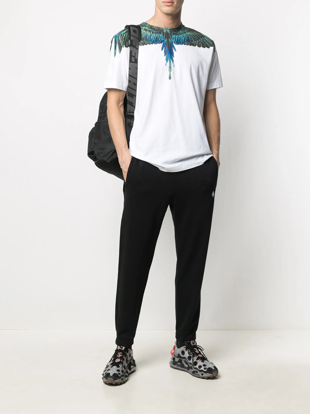 Wings-print crew neck T-shirt