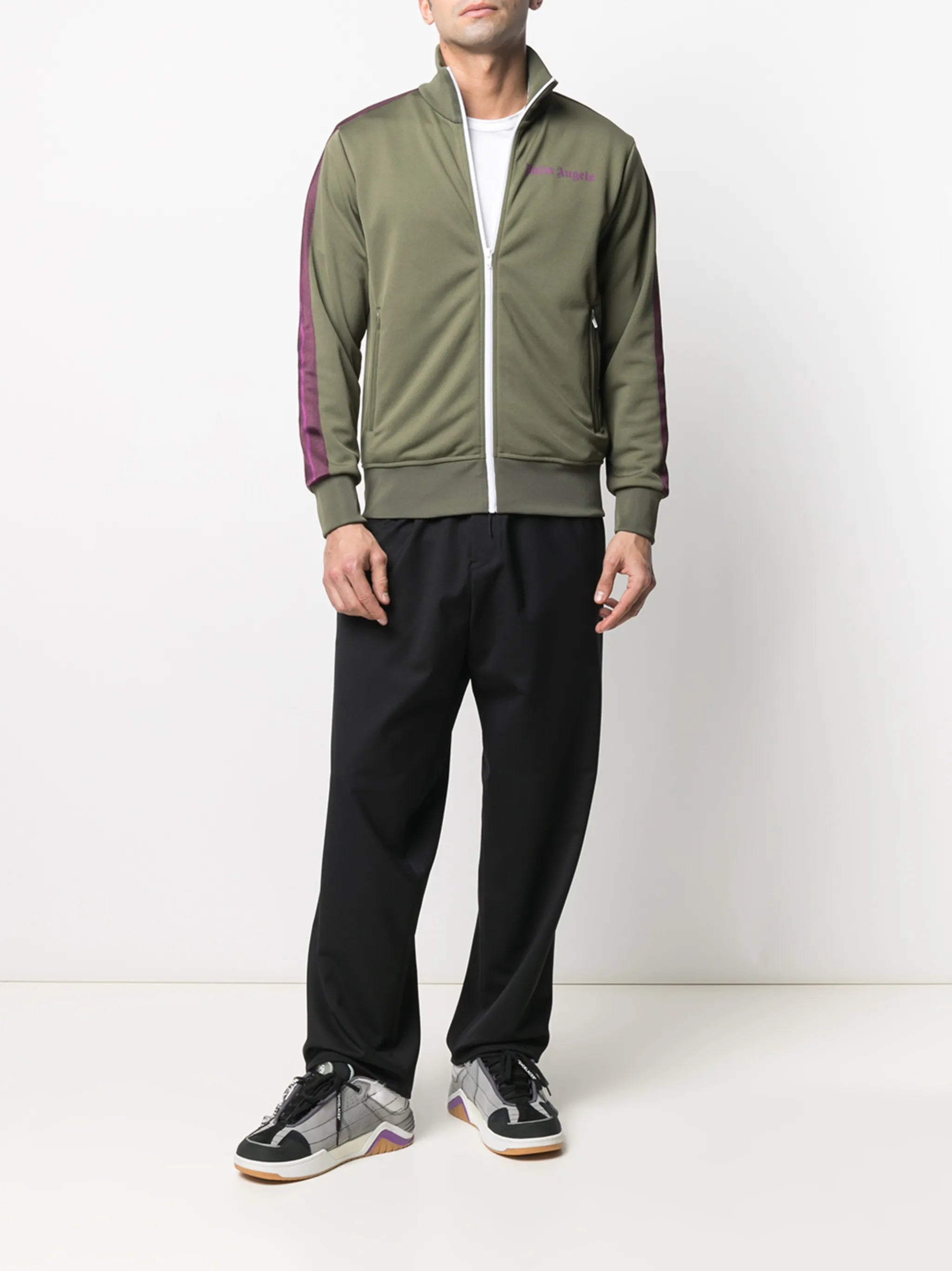 striped sleeve track jacket