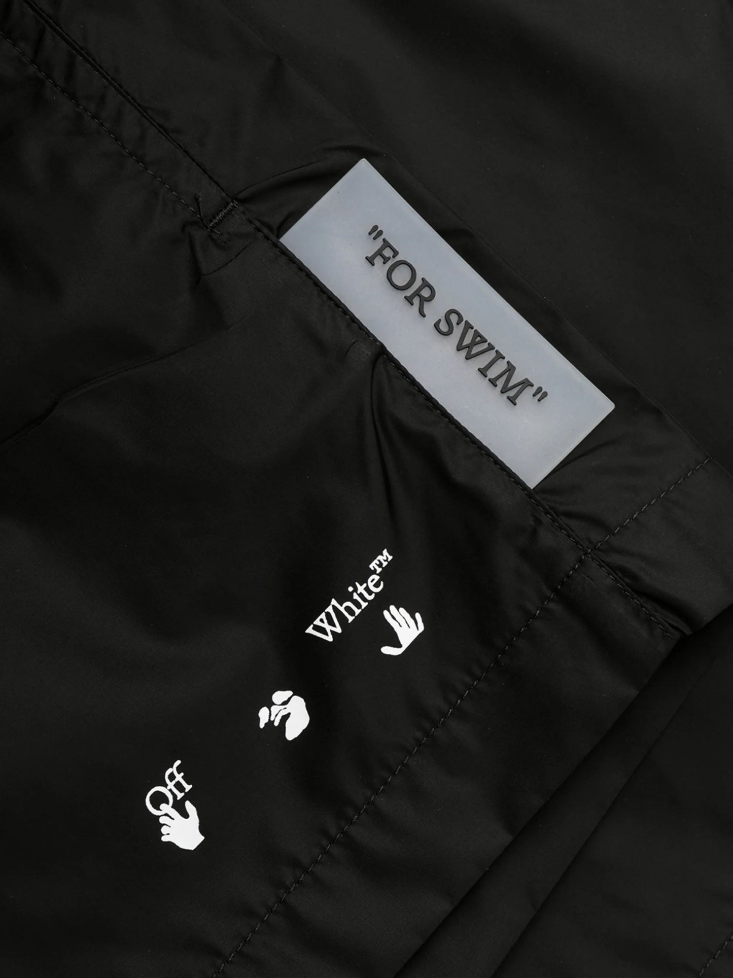 logo-print quote-motif swim shorts