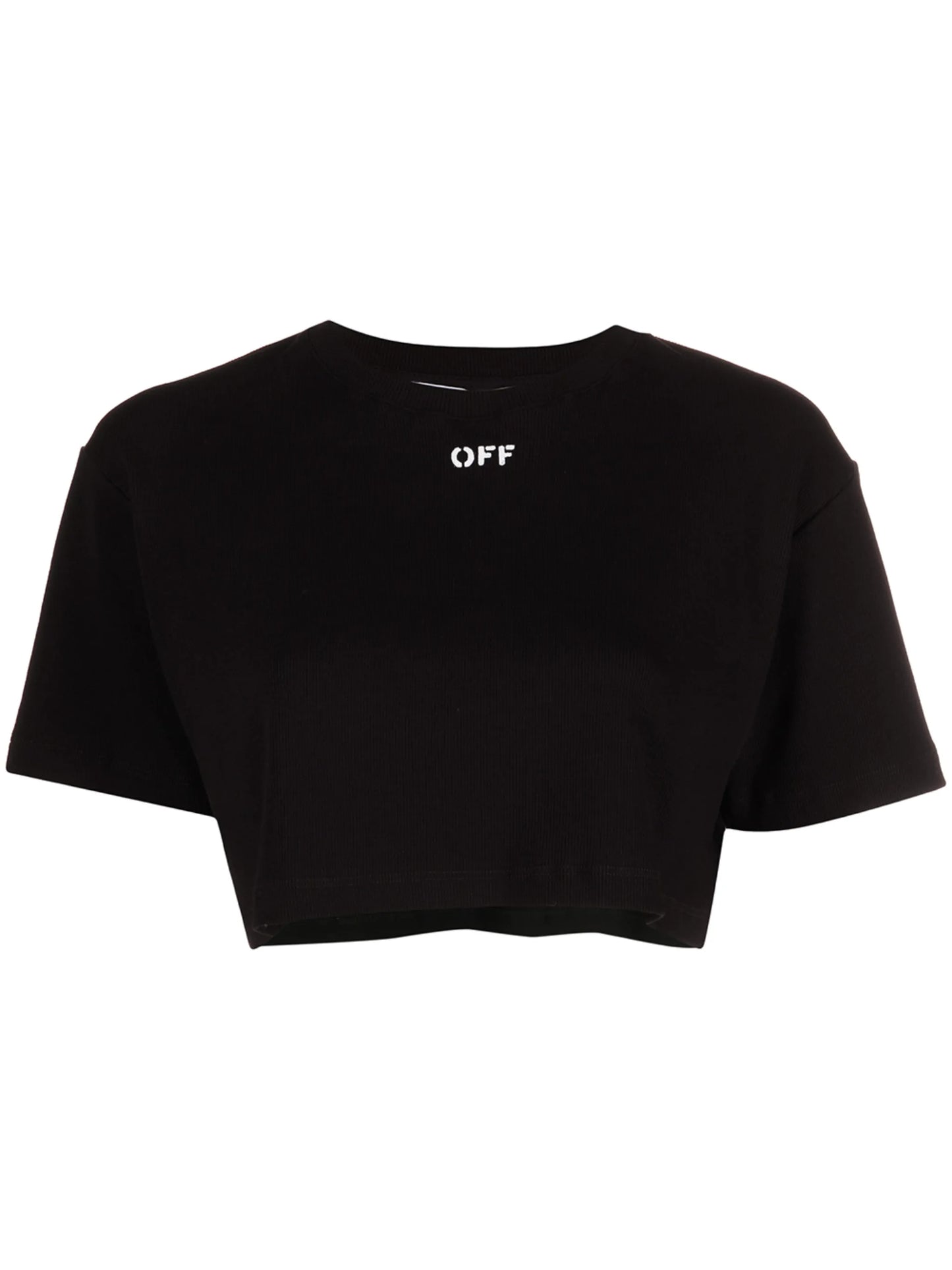 logo-print cropped rib T-shirt