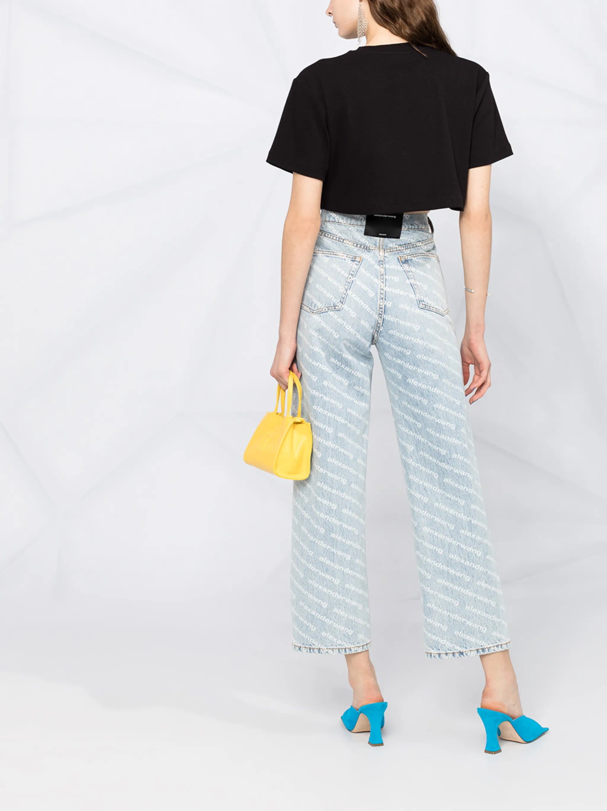 logo-print cropped rib T-shirt