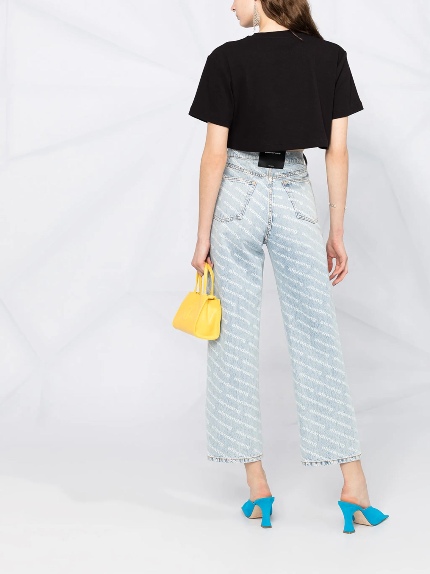 logo-print cropped rib T-shirt