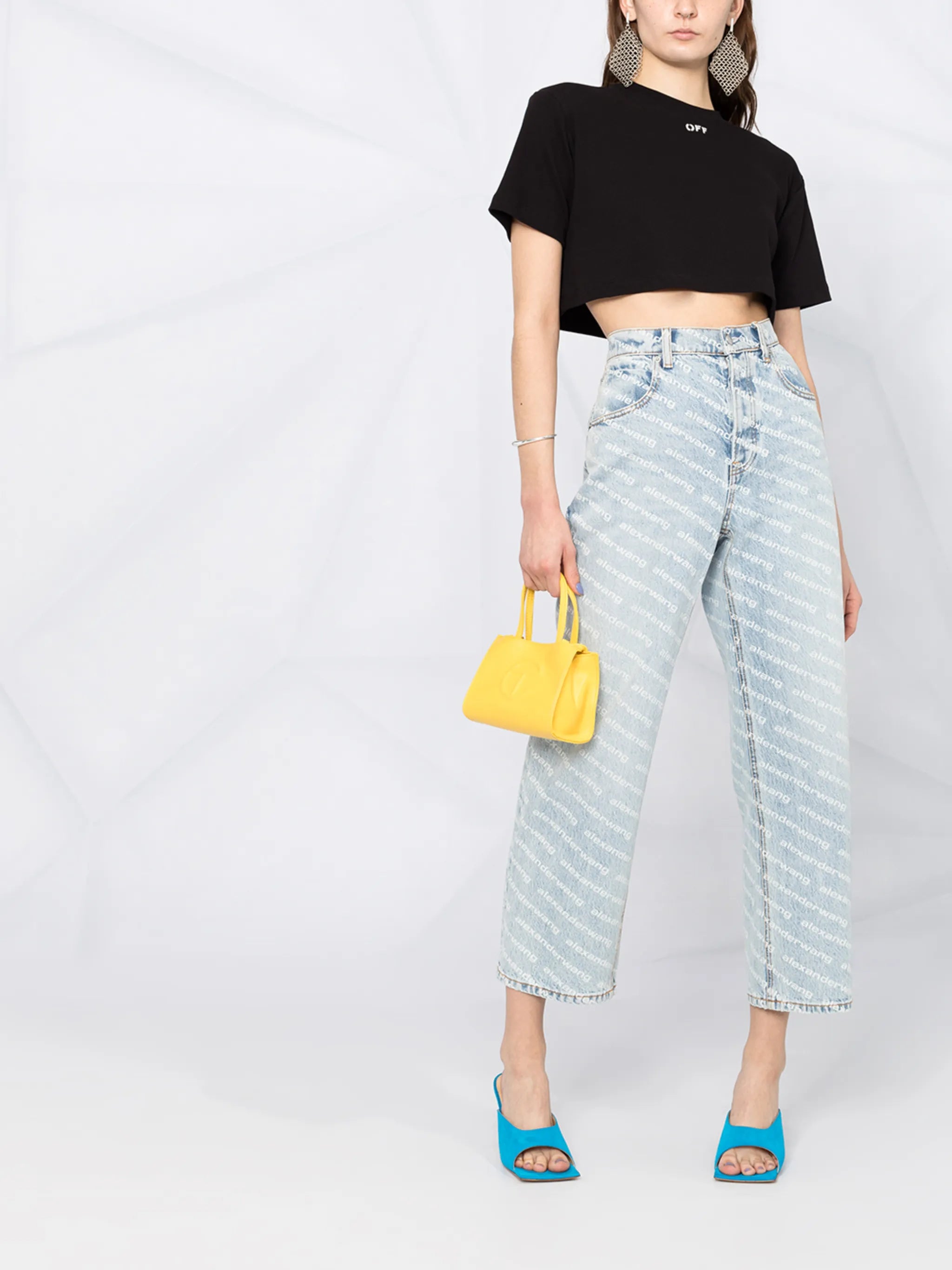 logo-print cropped rib T-shirt