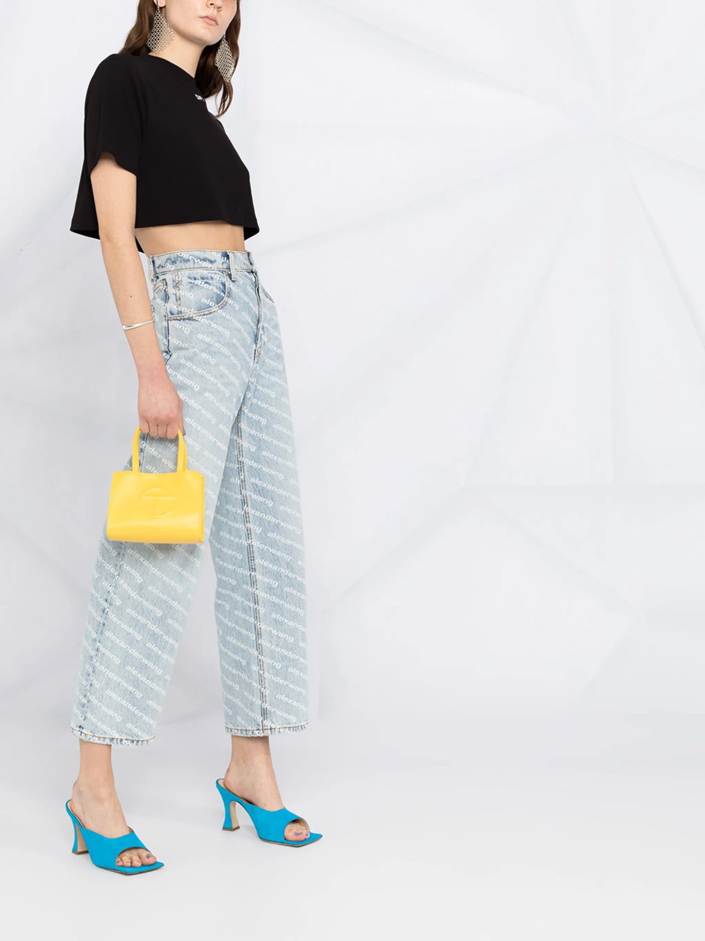 logo-print cropped rib T-shirt