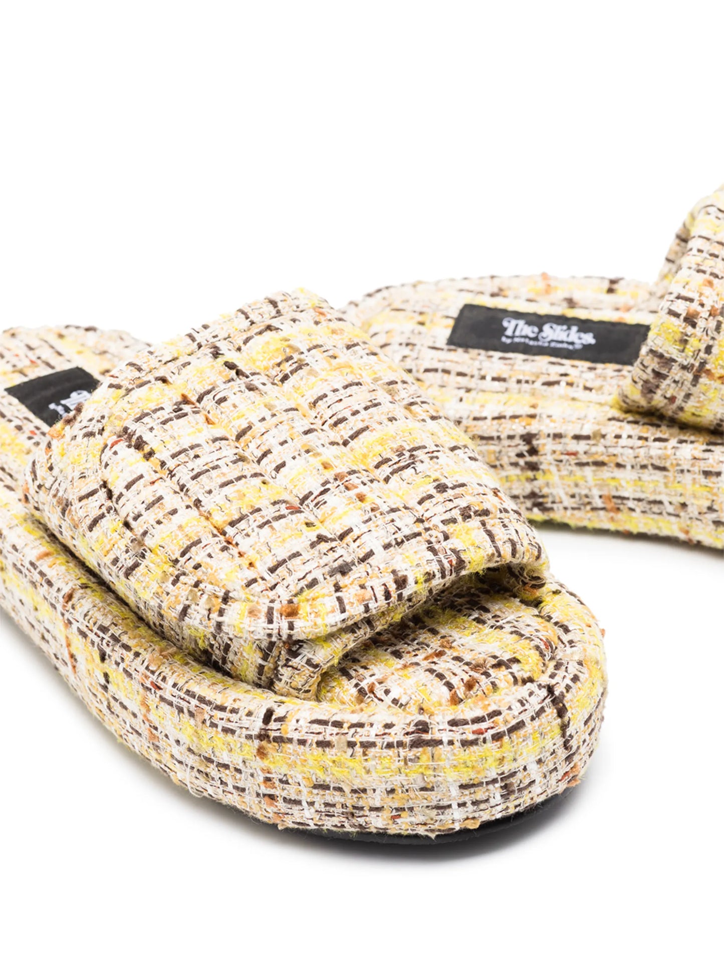 tweed-detail open toe sandals