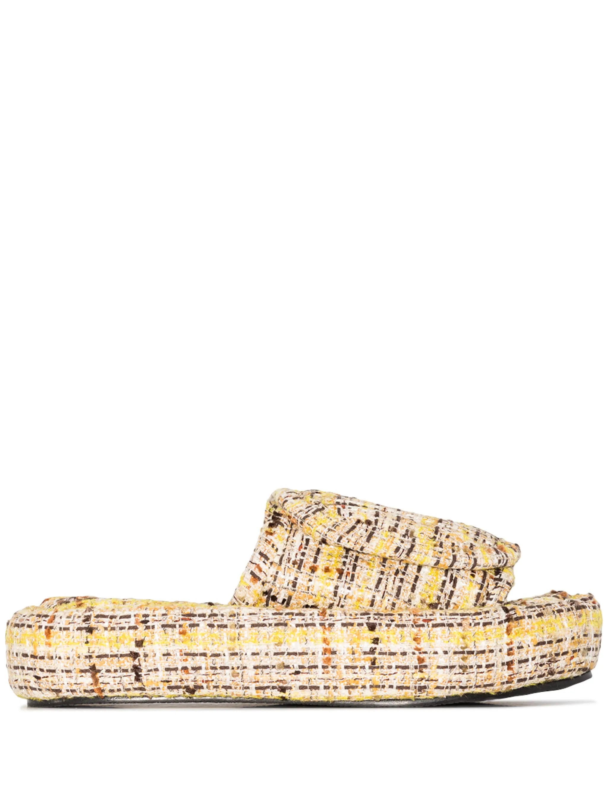tweed-detail open toe sandals