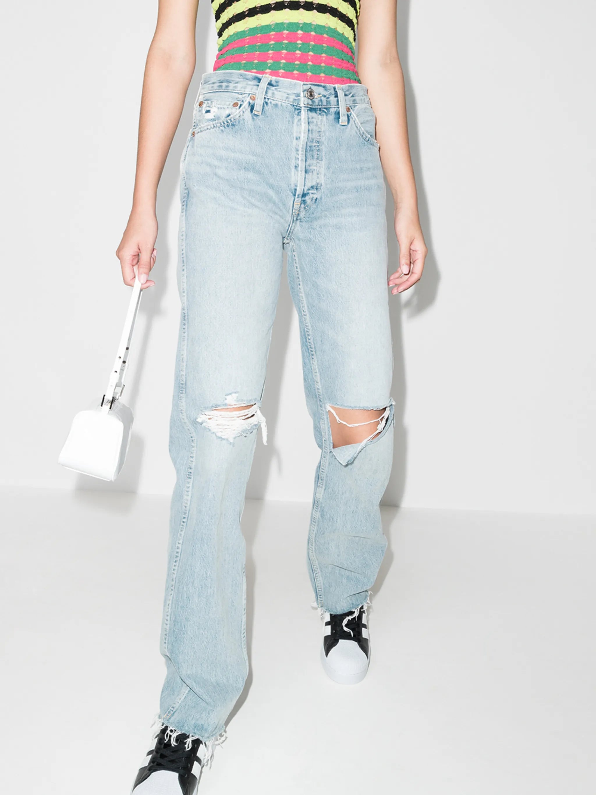 ripped high-waist jeans