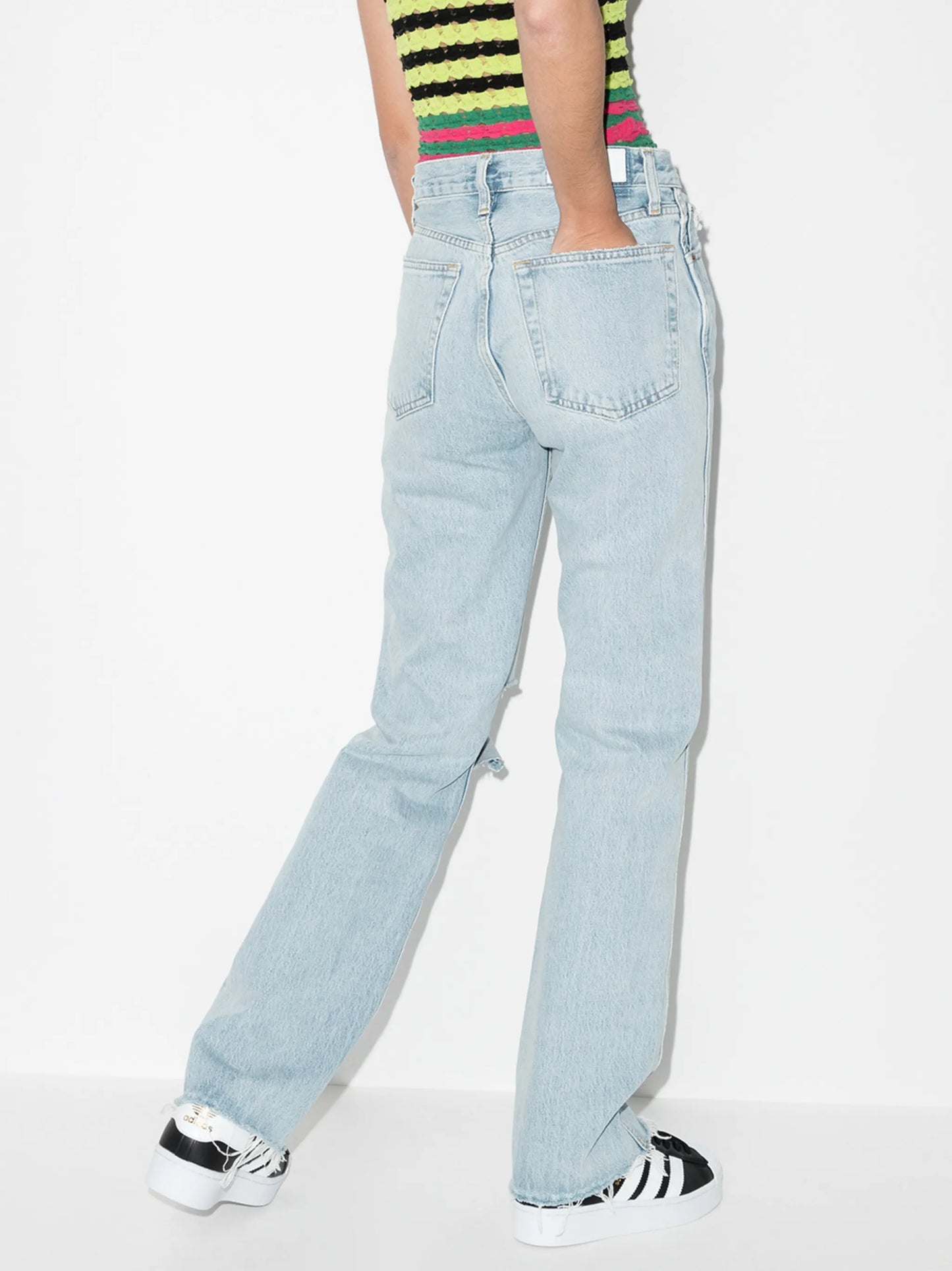 ripped high-waist jeans