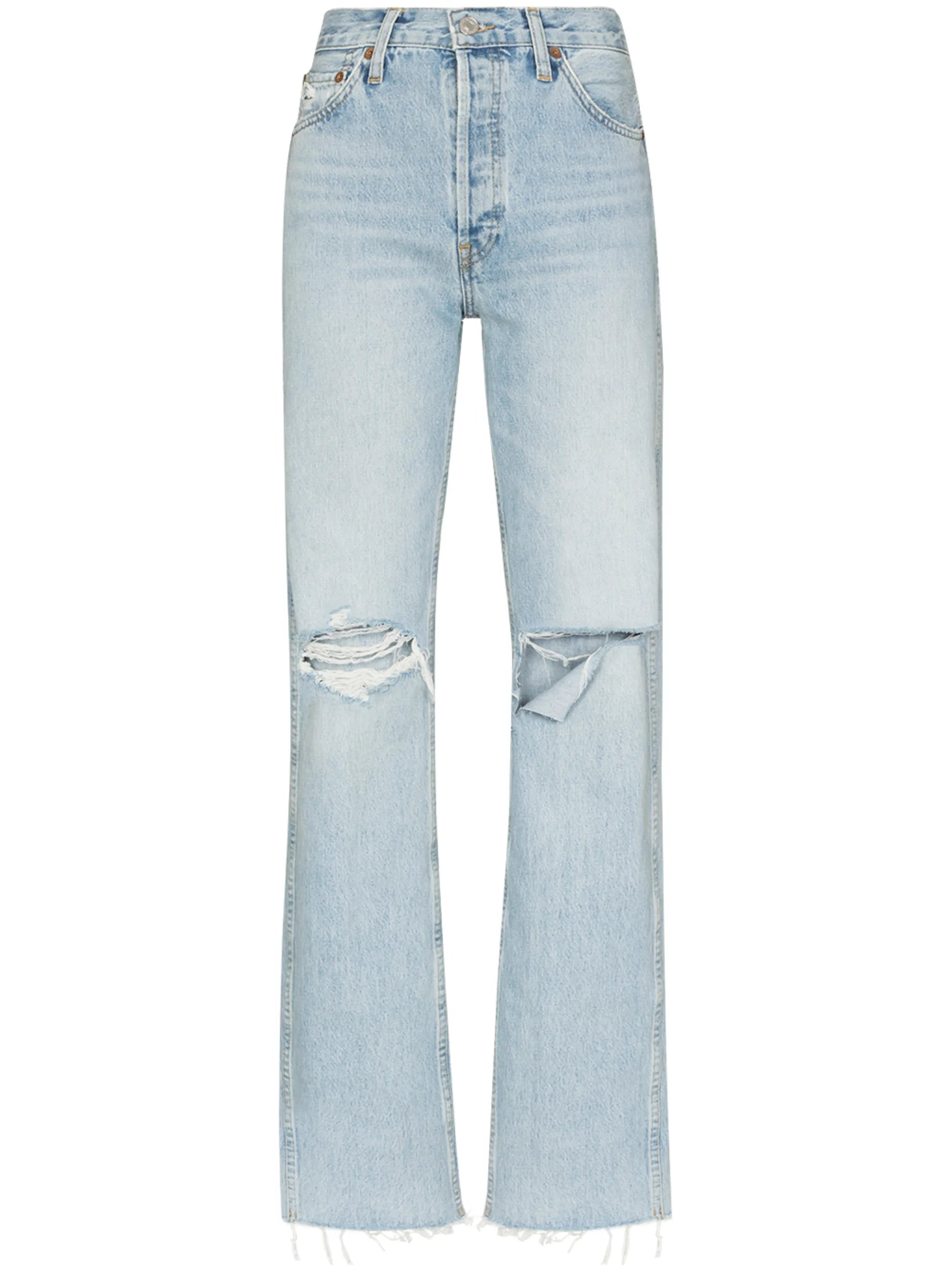 ripped high-waist jeans