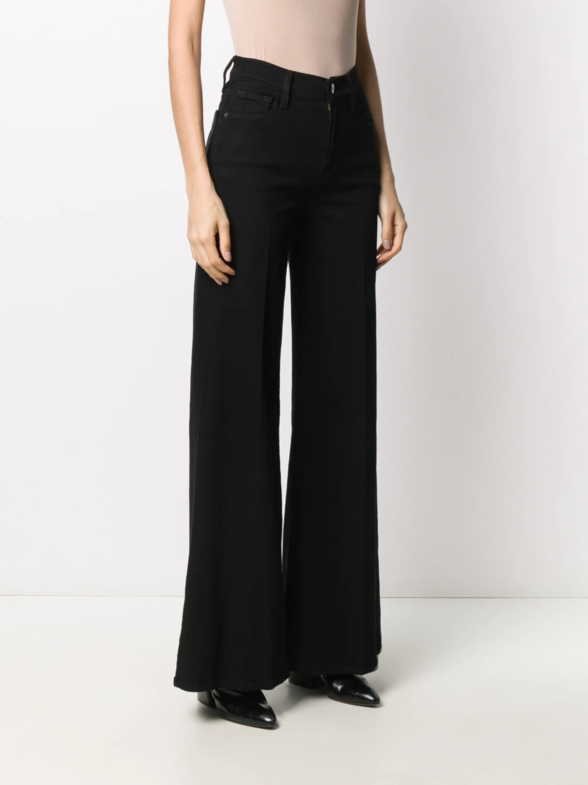 high-waisted flared jeans