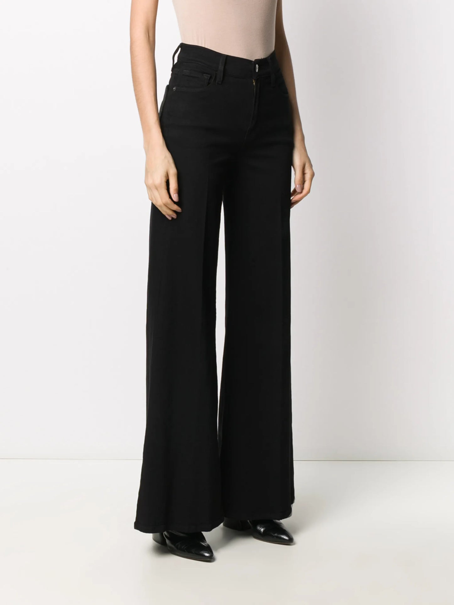 high-waisted flared jeans