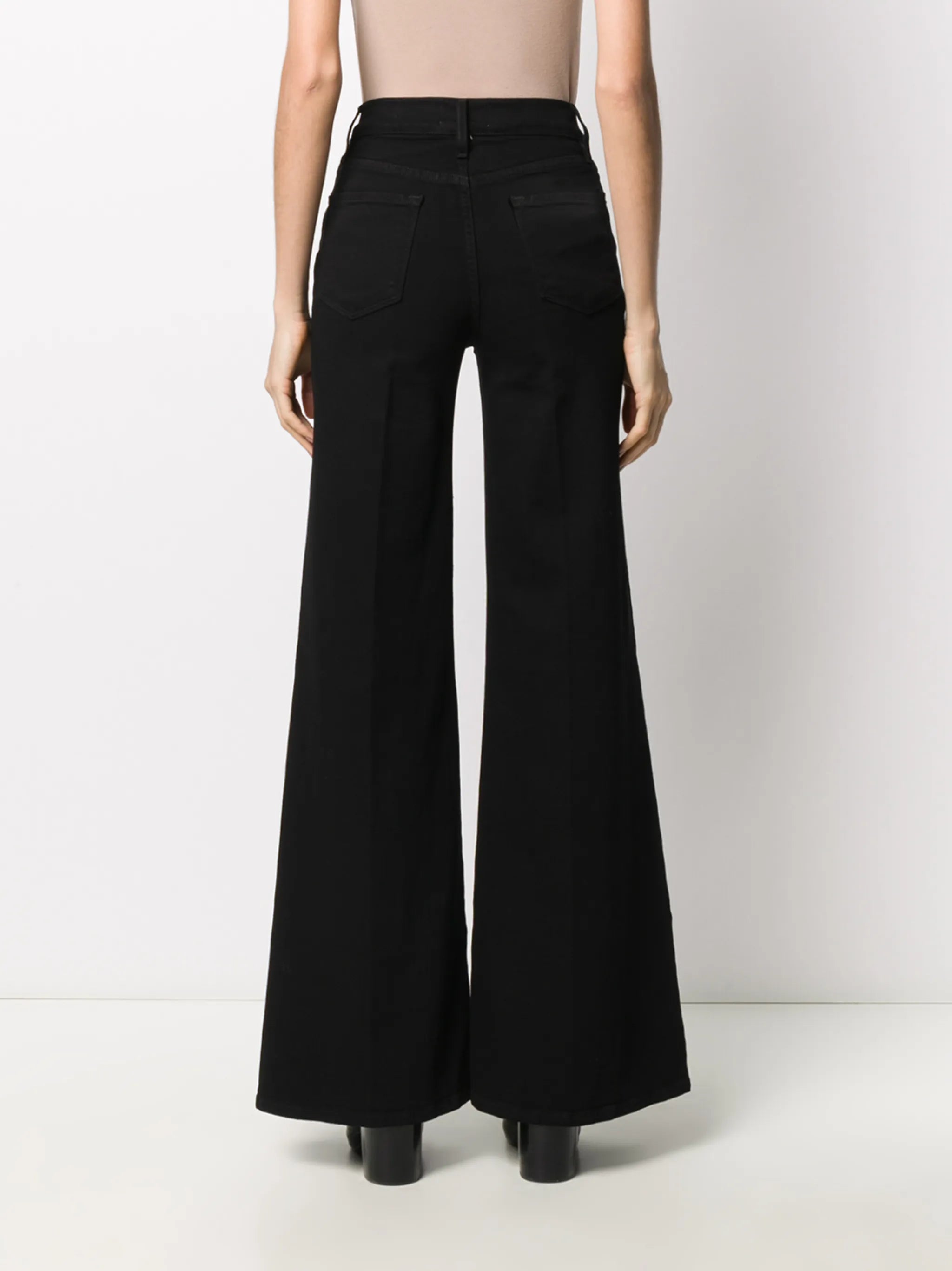 high-waisted flared jeans