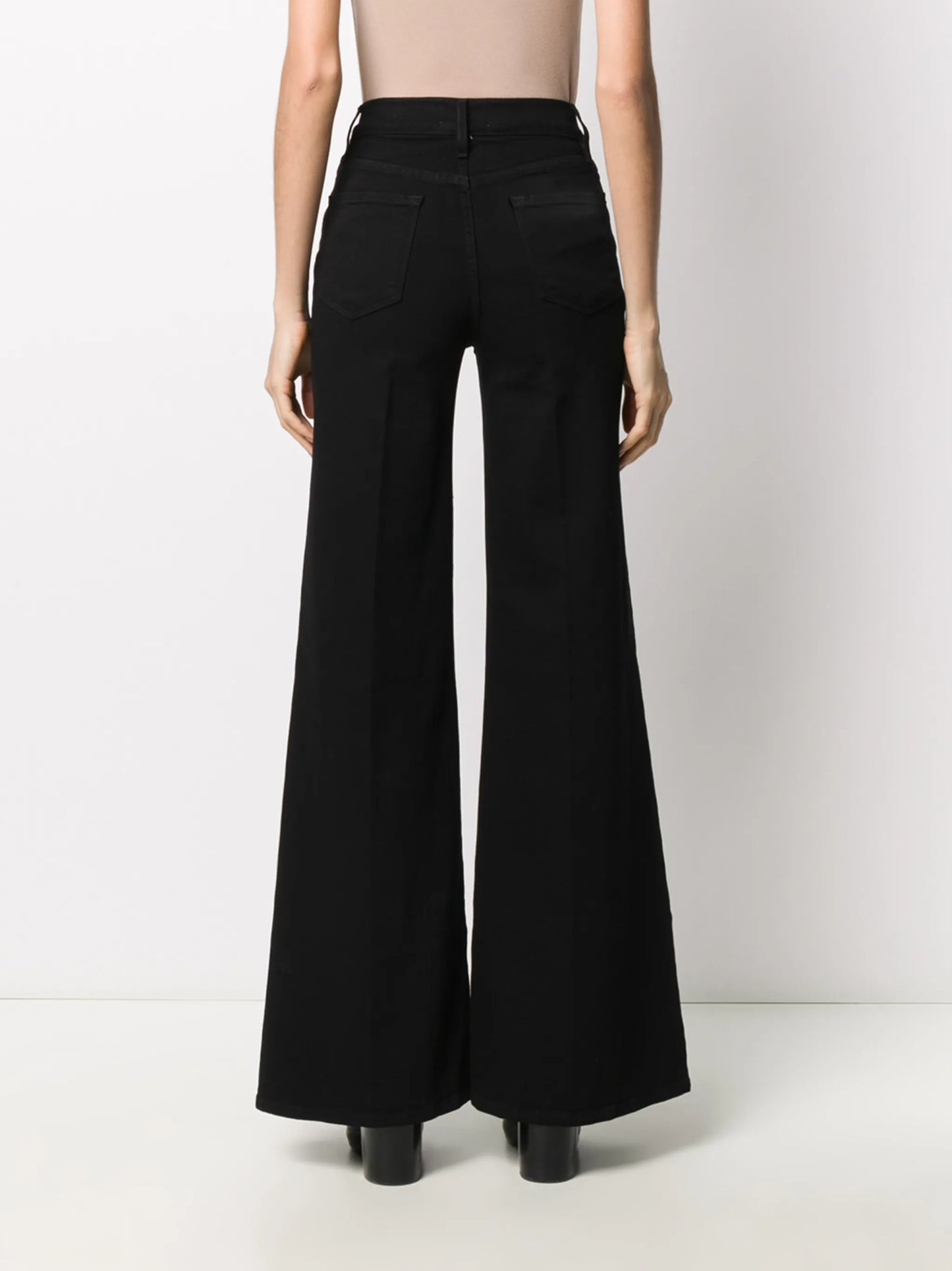 high-waisted flared jeans