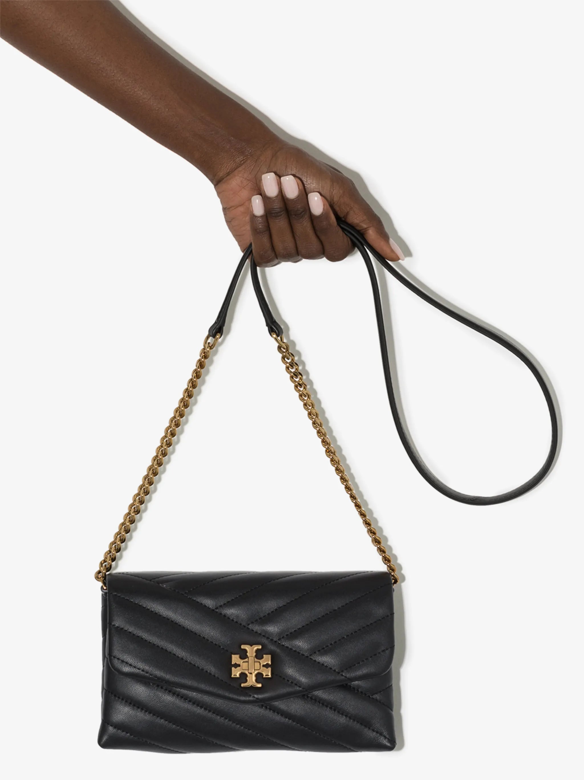 chevron leather chain wallet