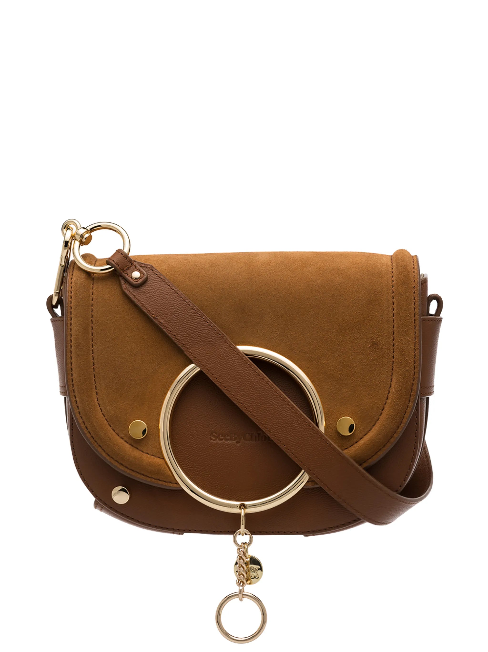 Mara suede panel crossbody bag