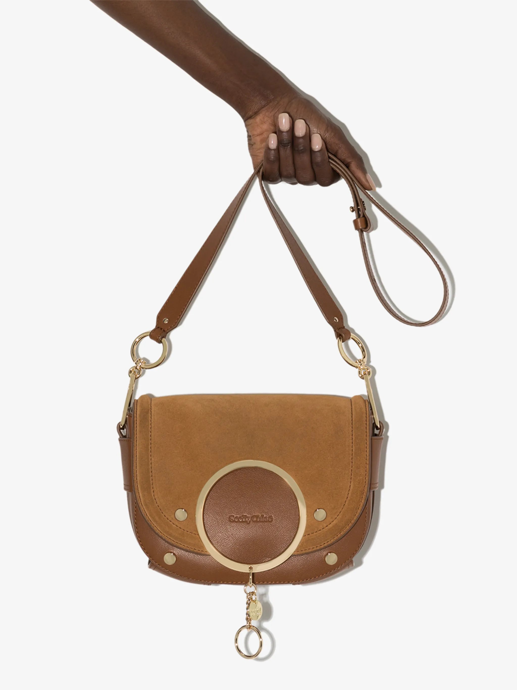 Mara suede panel crossbody bag