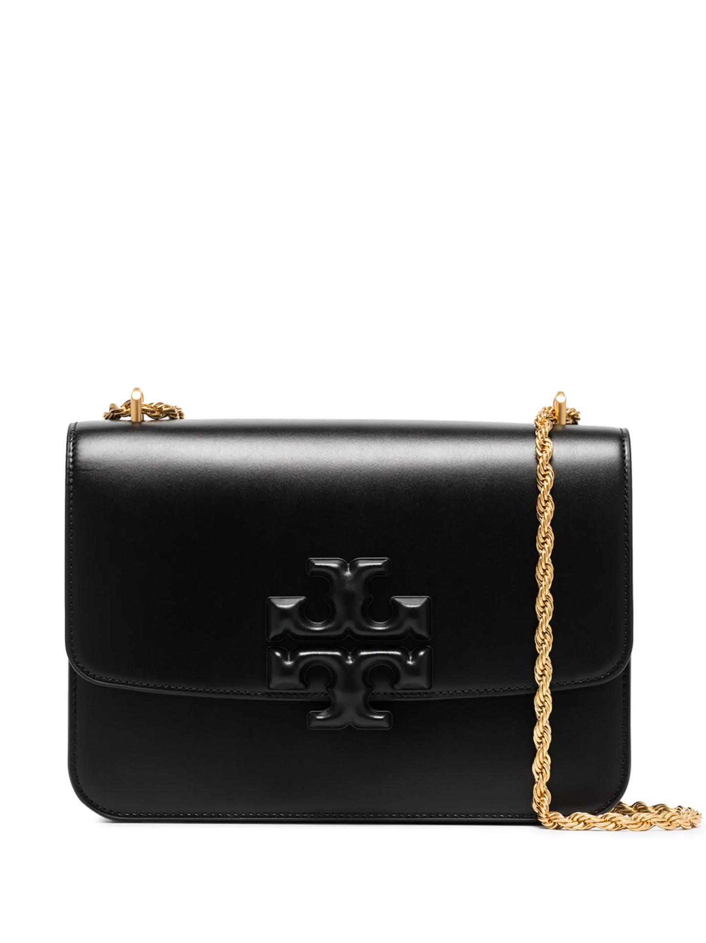 raised logo leather shoulder bag