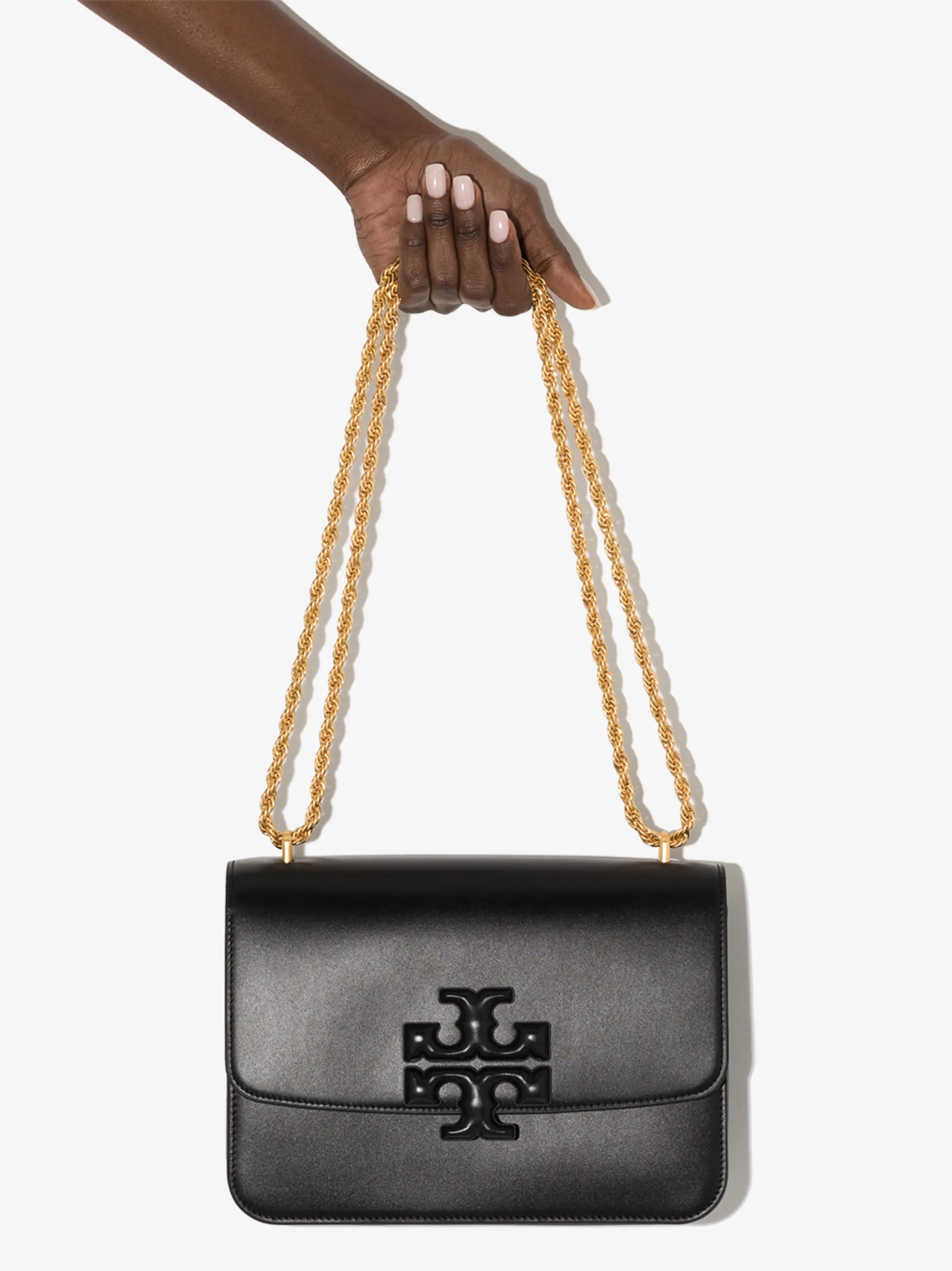 raised logo leather shoulder bag