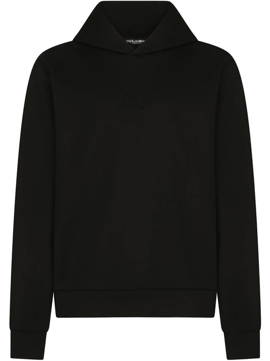 logo-patch-neck hoodie