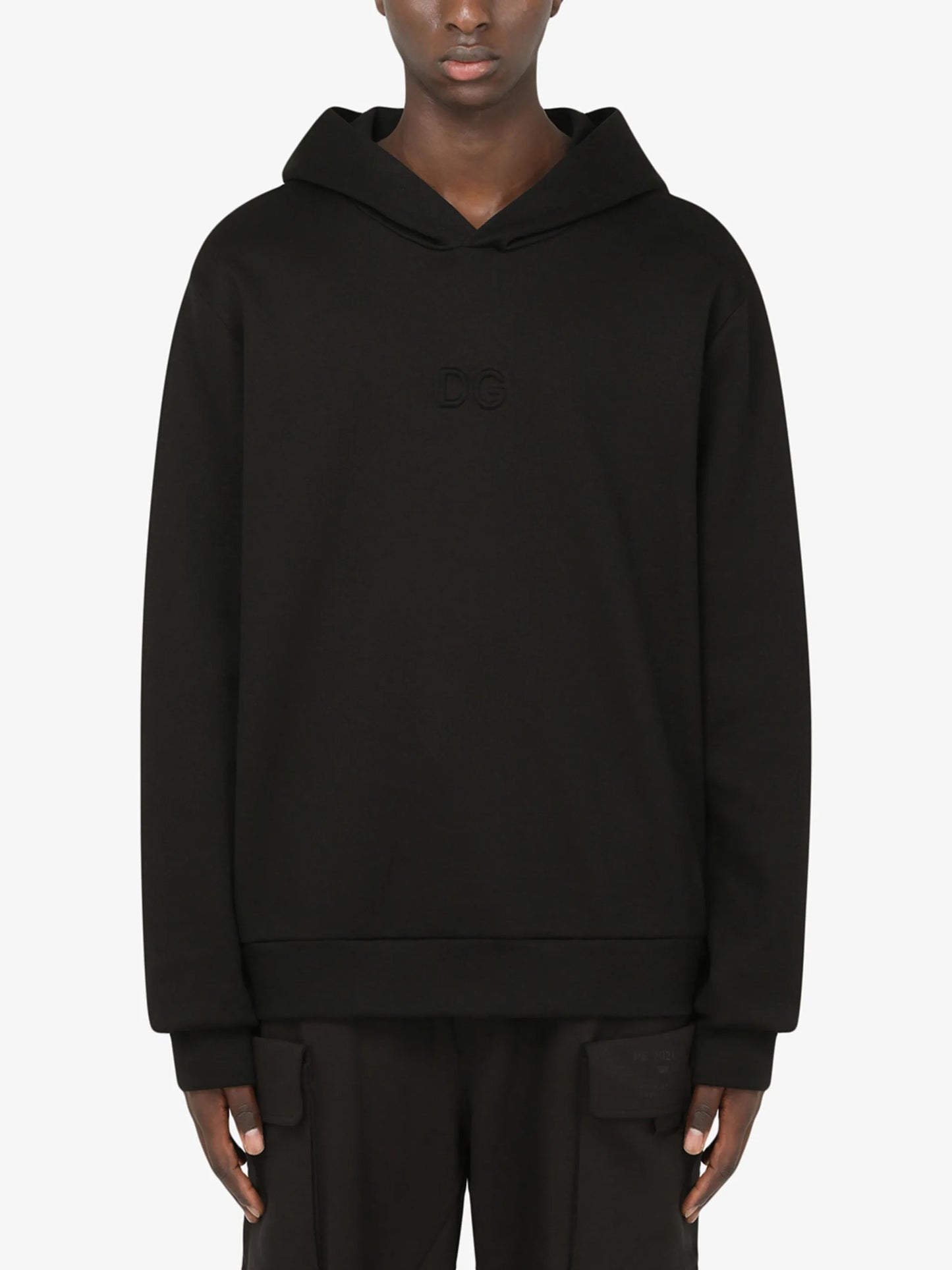 logo-patch-neck hoodie