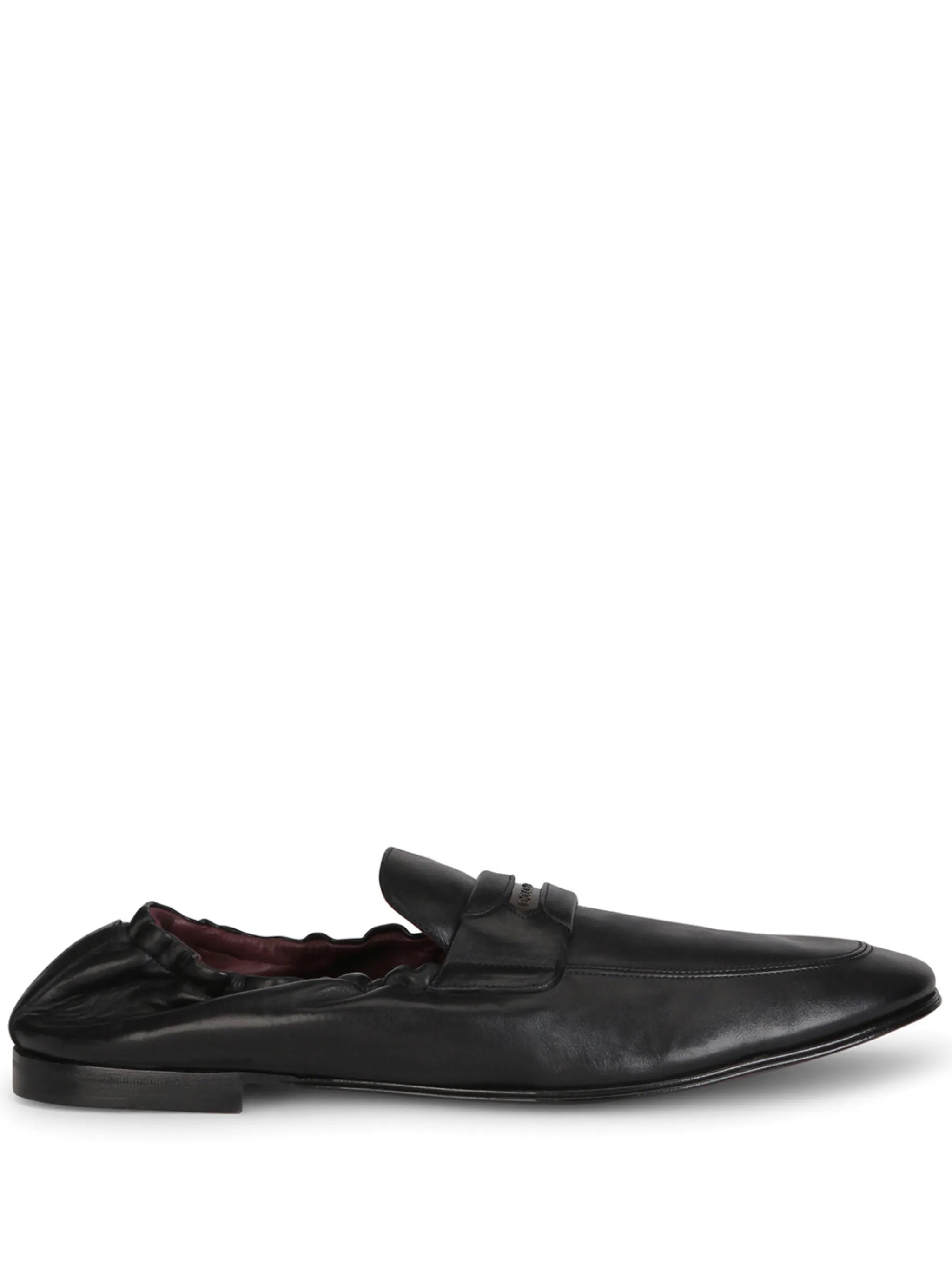 logo-embossed leather slippers