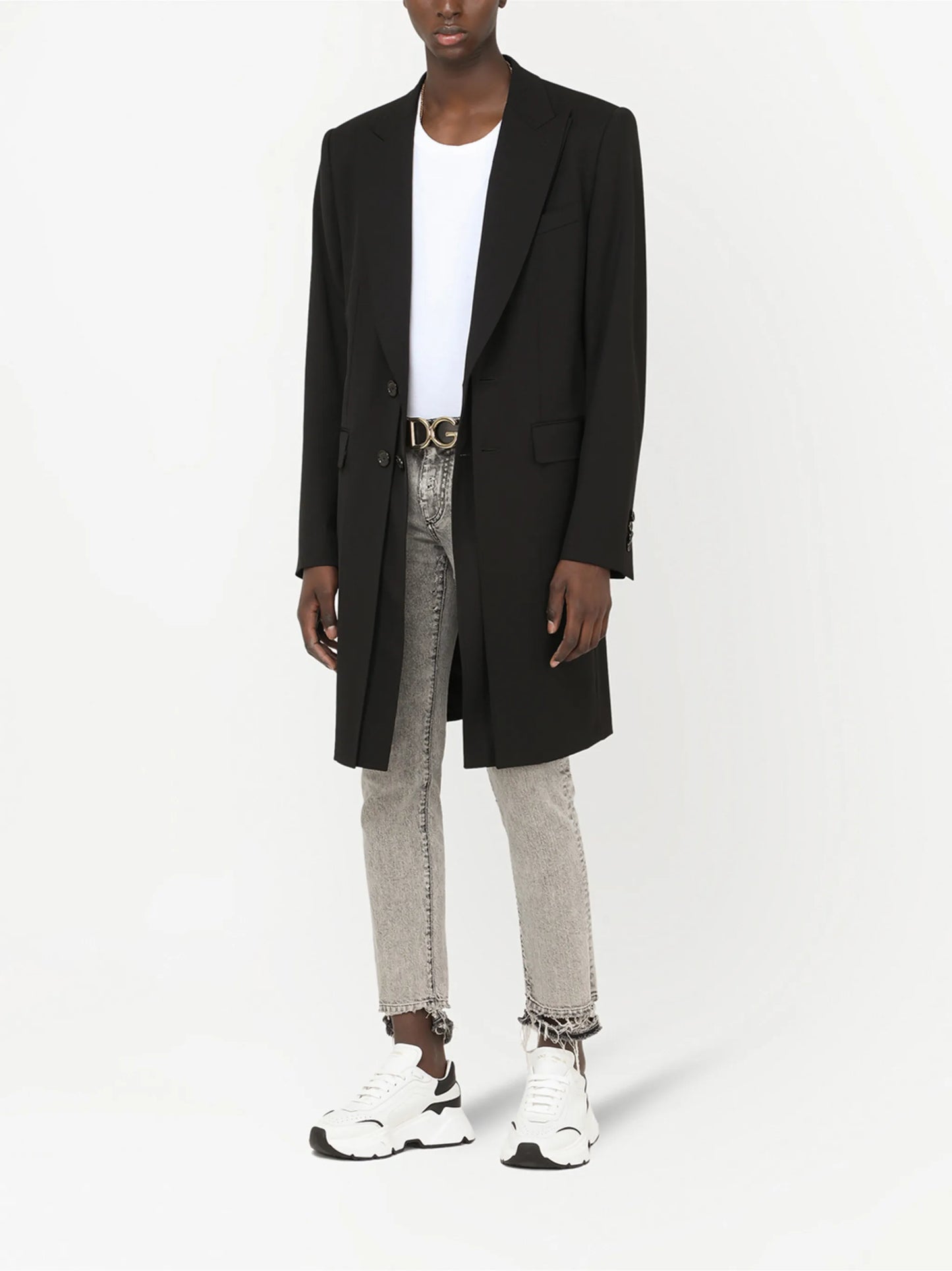 single-breasted stretch-wool coat
