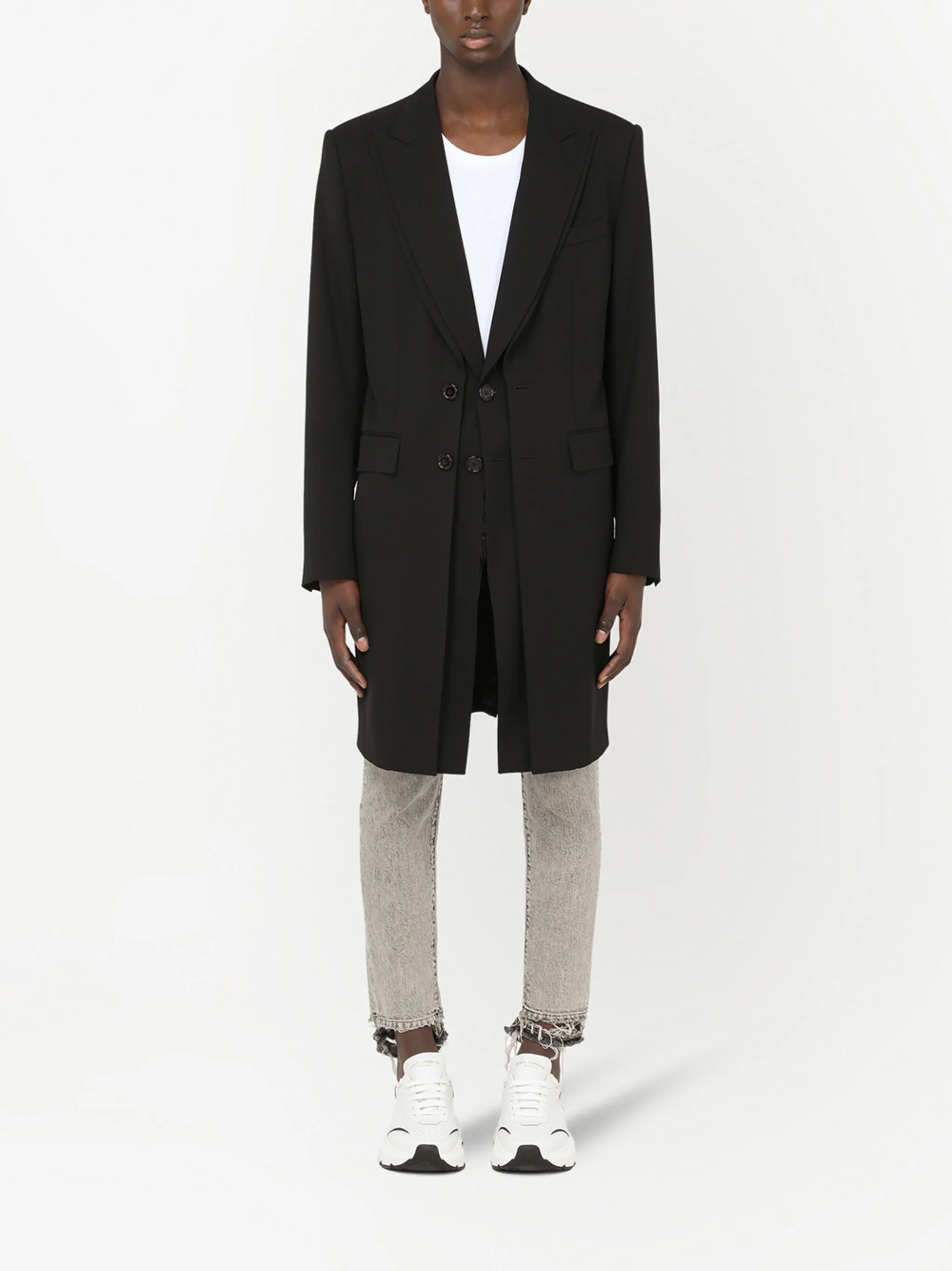 single-breasted stretch-wool coat