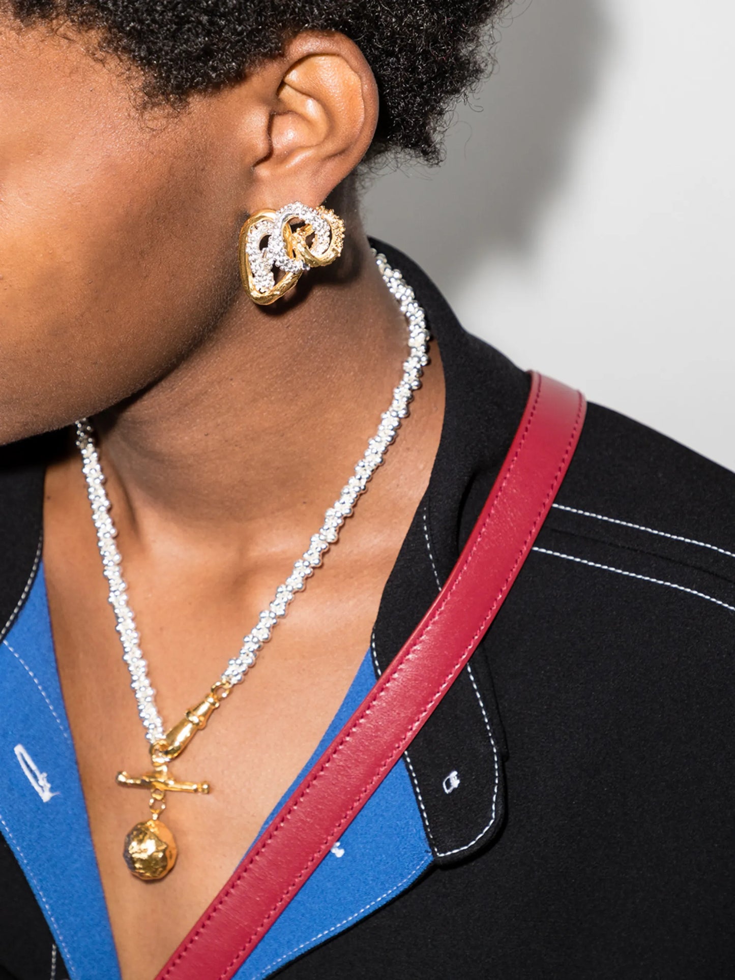 asymmetric two-tone Lia earrings