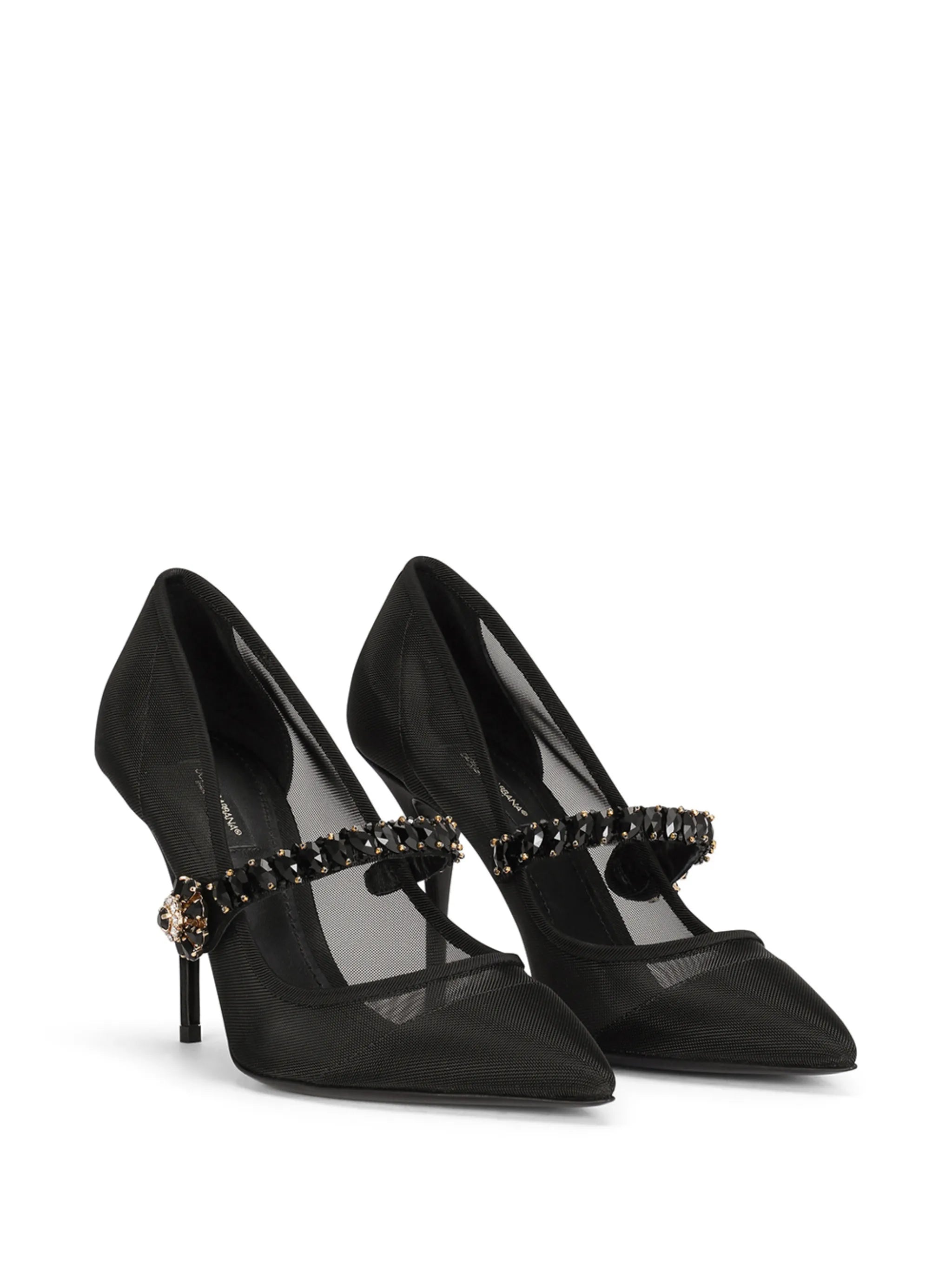 crystal-strap mesh pumps