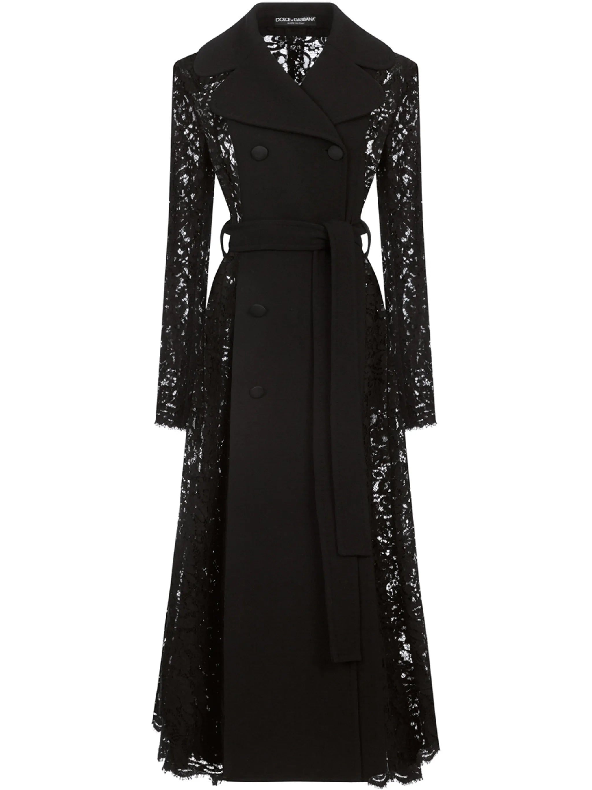 lace-detail double-breasted coat