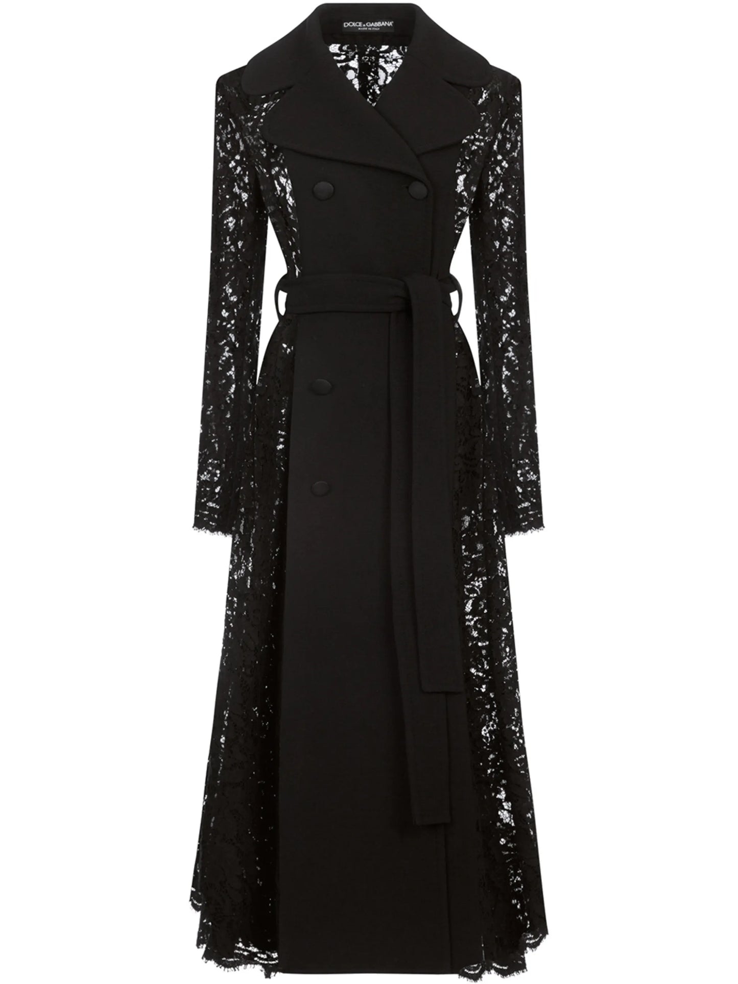 lace-detail double-breasted coat