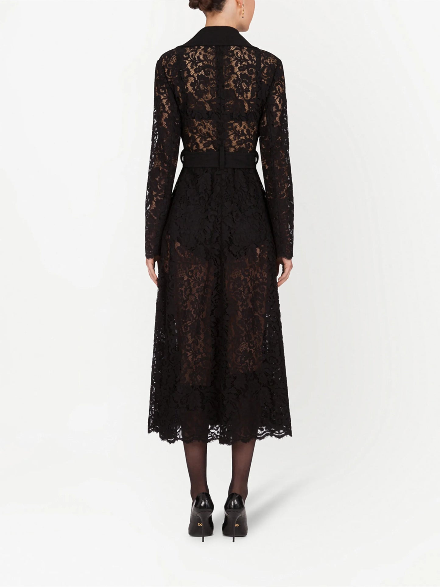 lace-detail double-breasted coat