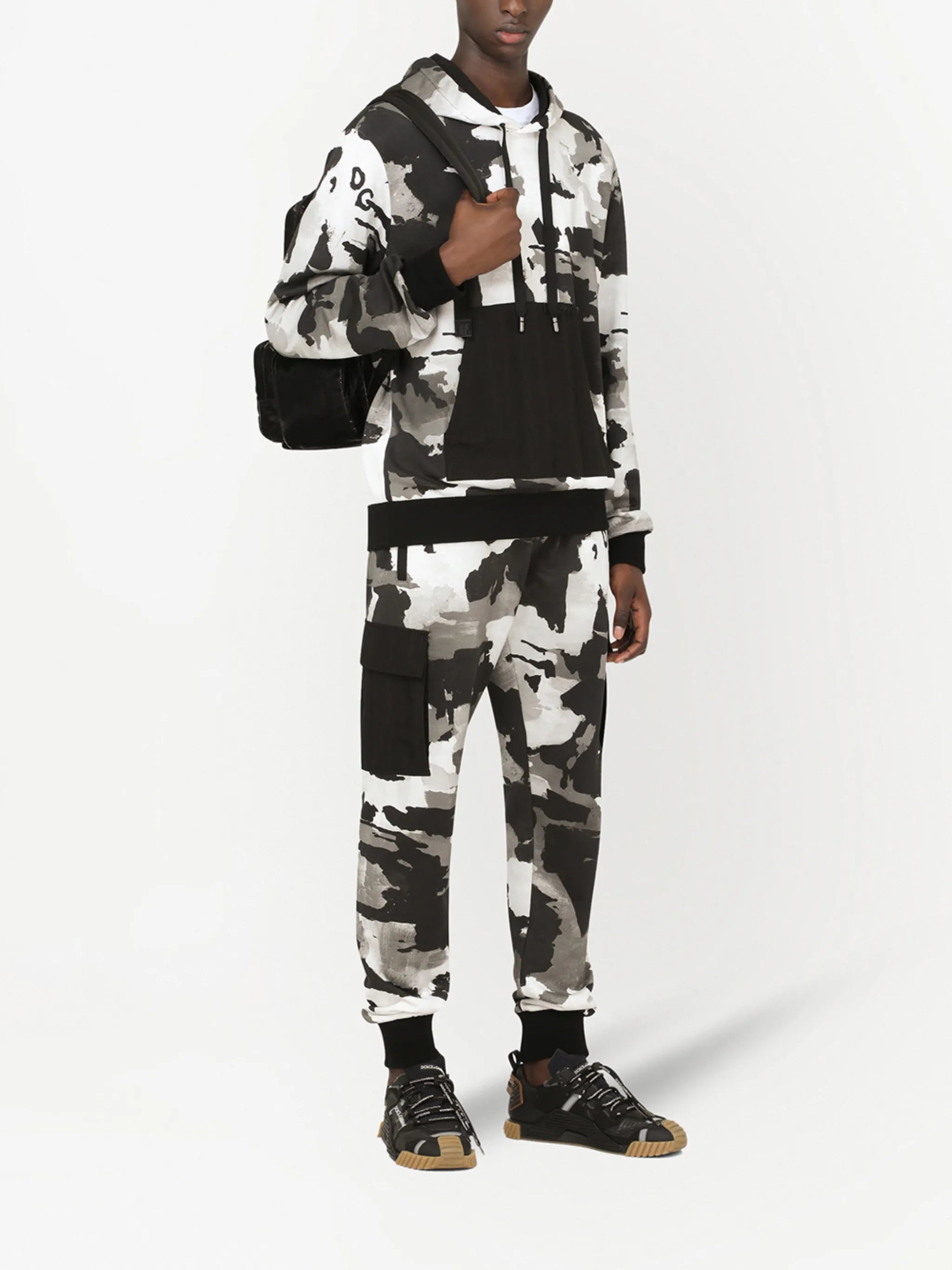 camouflage-pattern tapered track pants