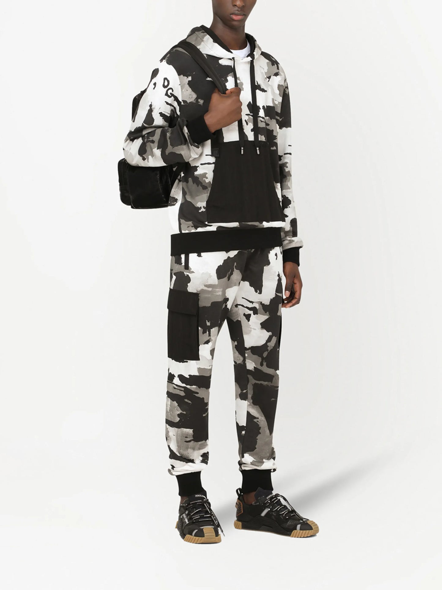 camouflage-pattern tapered track pants
