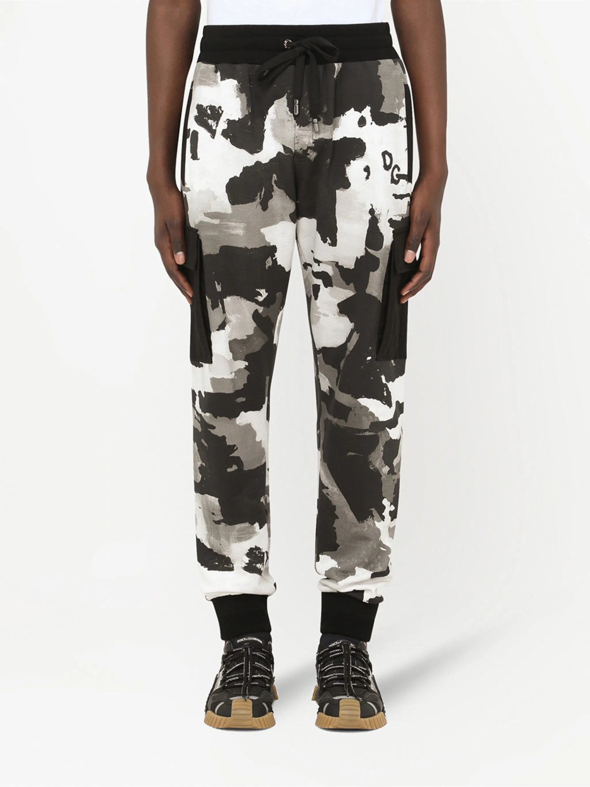 camouflage-pattern tapered track pants