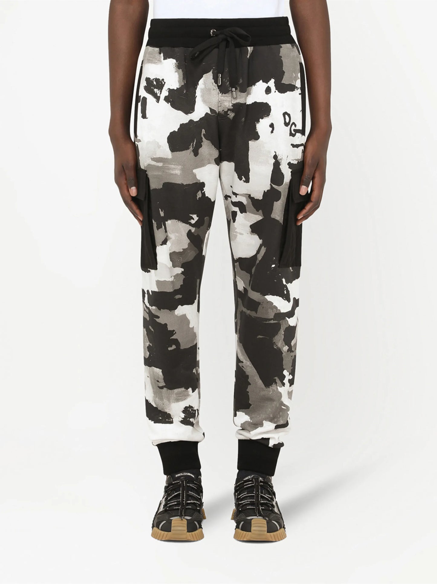 camouflage-pattern tapered track pants
