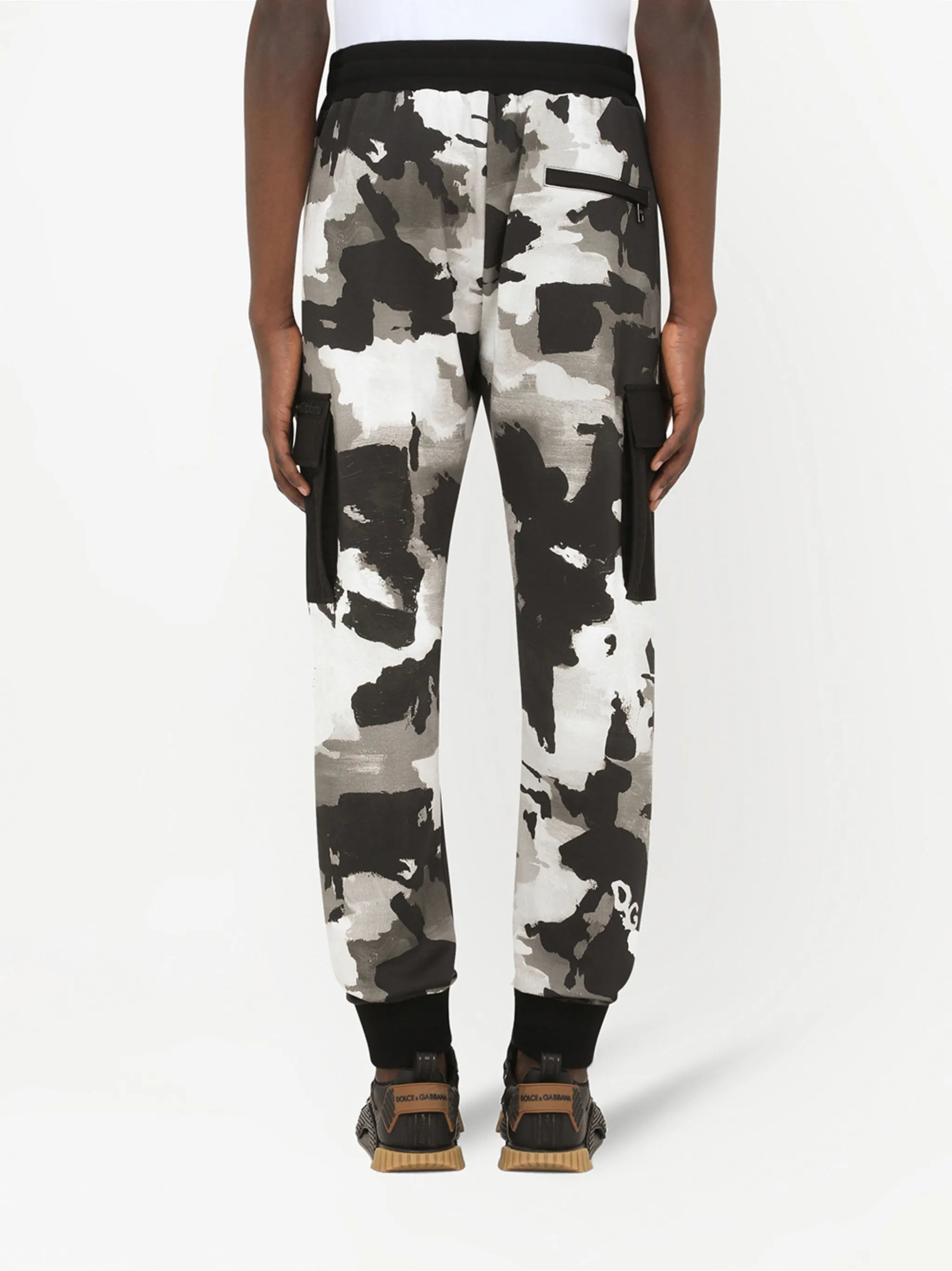 camouflage-pattern tapered track pants