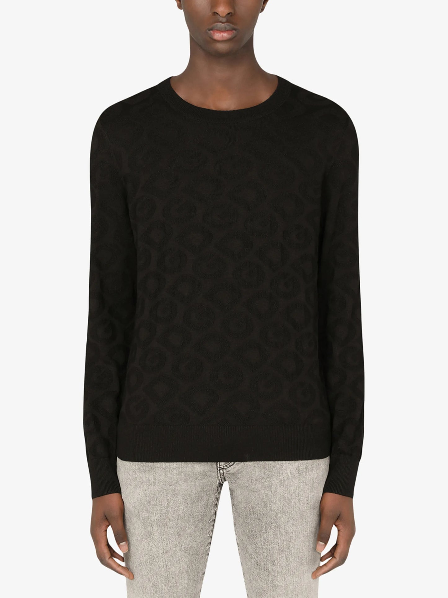 logo-intarsia crew-neck jumper