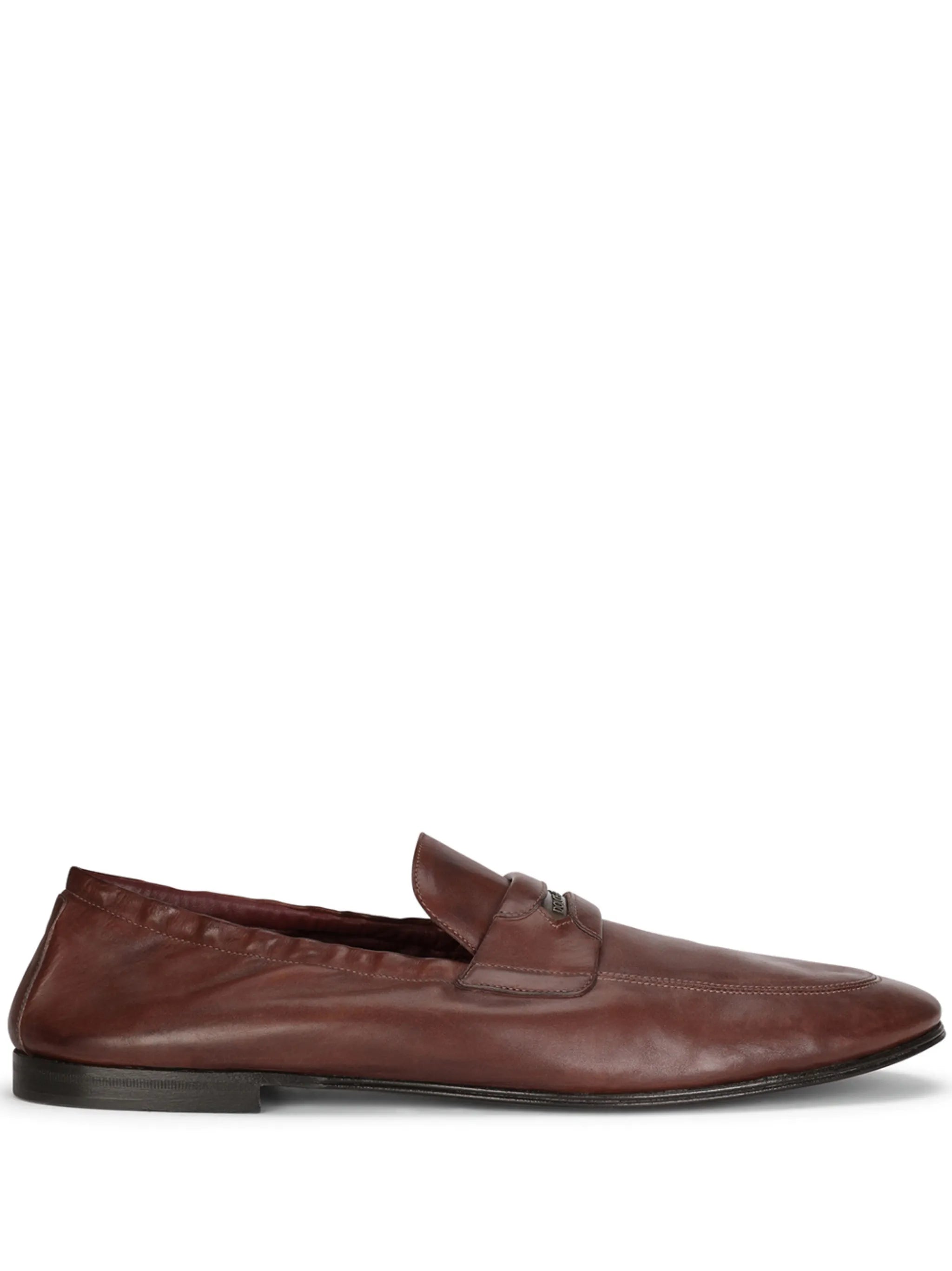 logo-embossed leather slippers