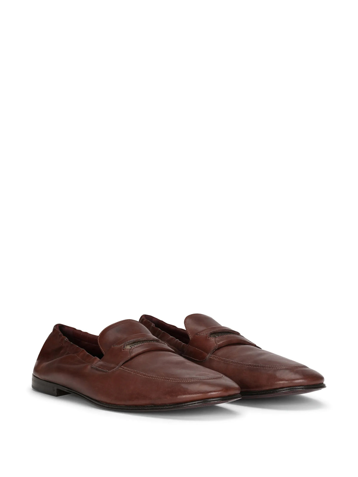 logo-embossed leather slippers