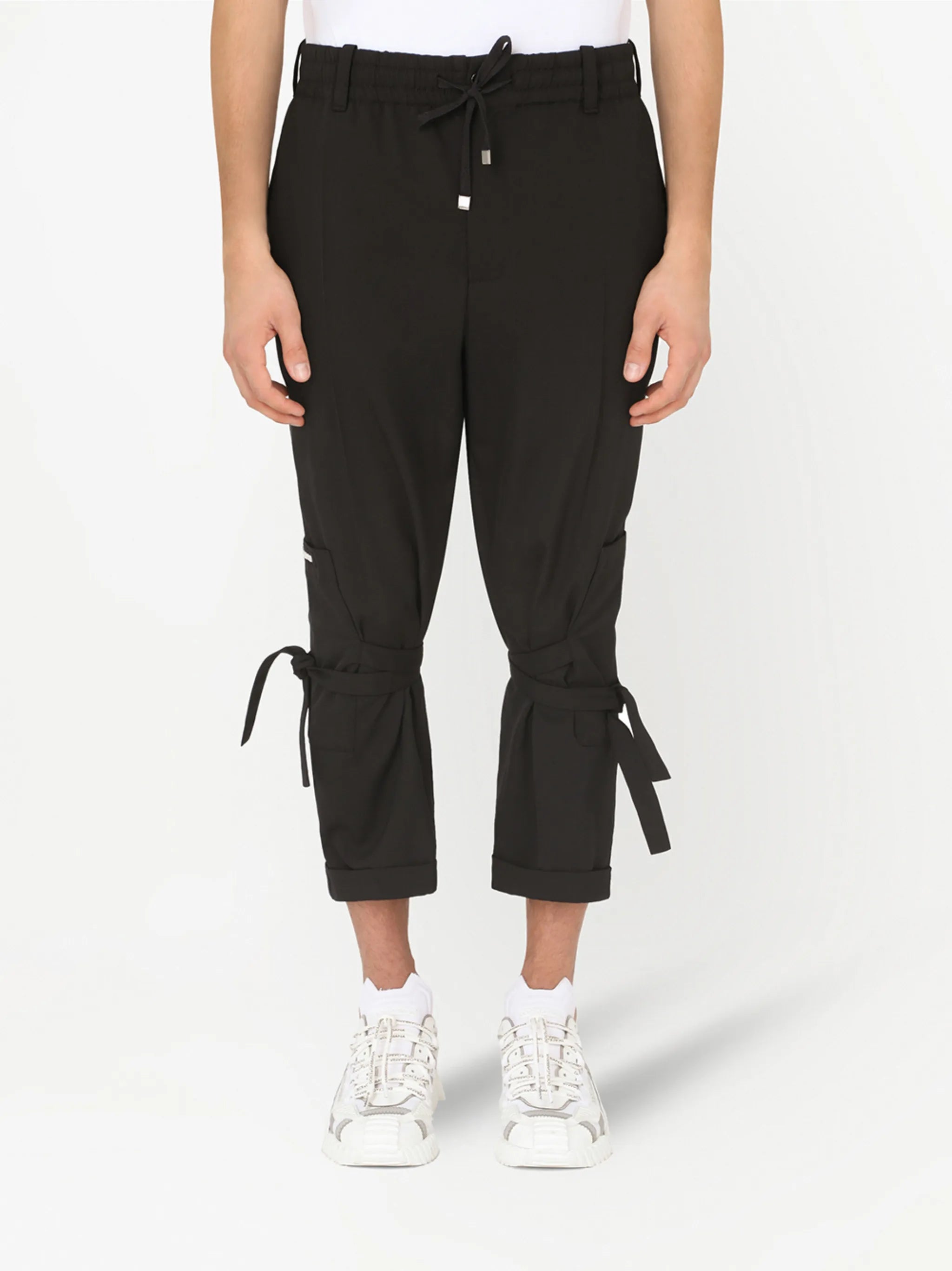 lace-up cropped jogging trousers