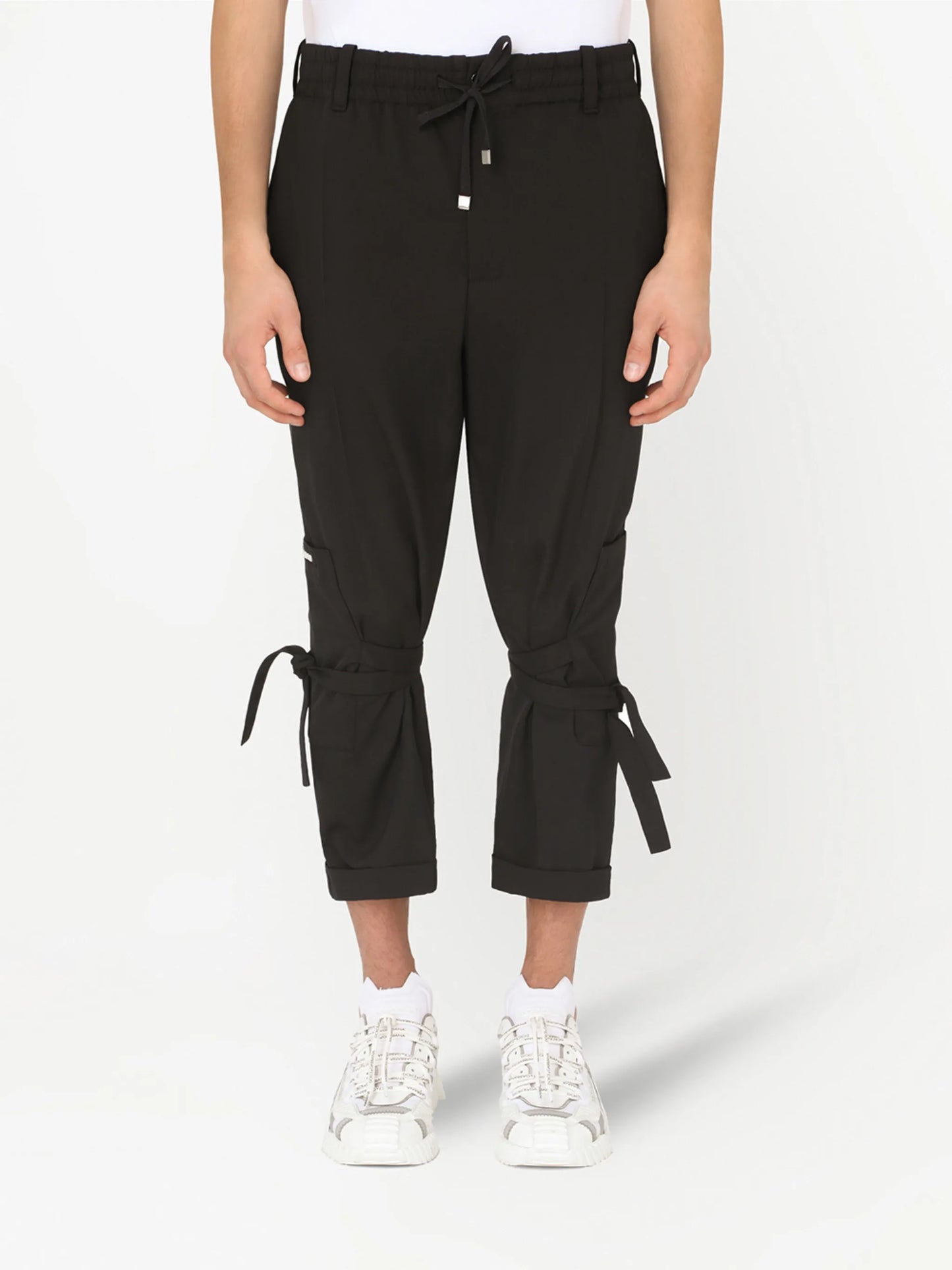 lace-up cropped jogging trousers